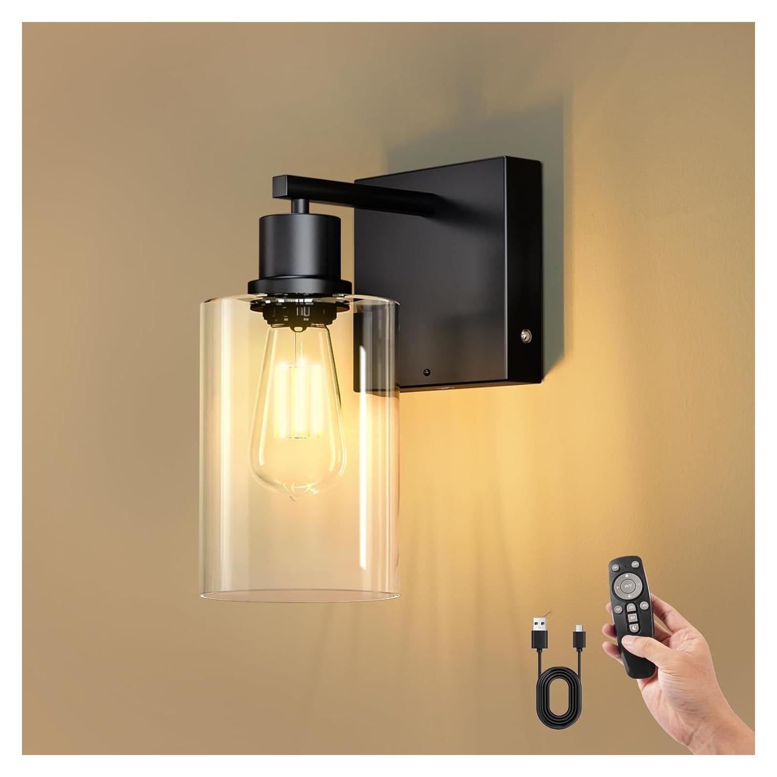 Aplique de Pared Inalámbrico Kimjo con Control Remoto USB 25.9cm