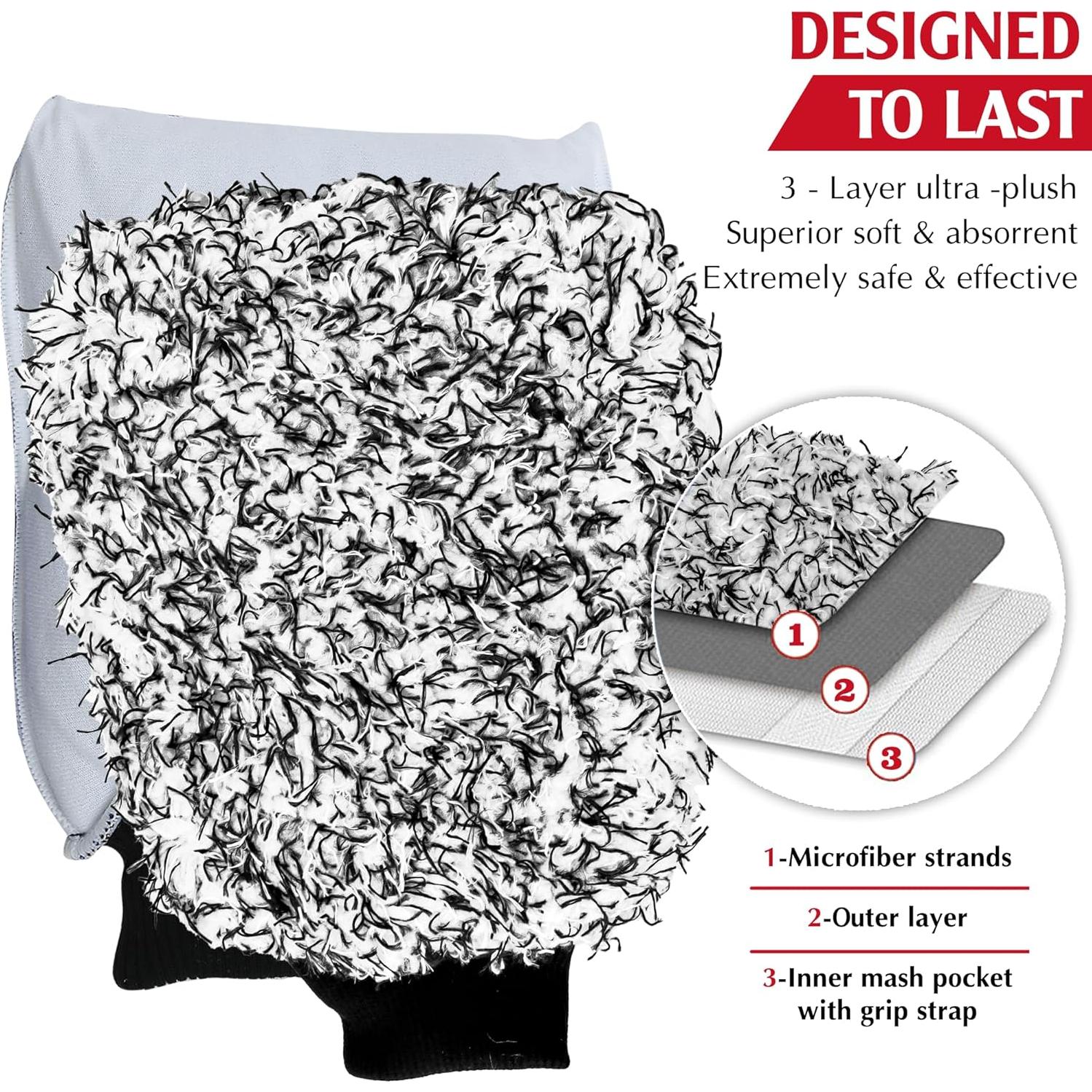 Mitones de Lavado TAKAVU de Microfibra, Paquete de 2, Negro