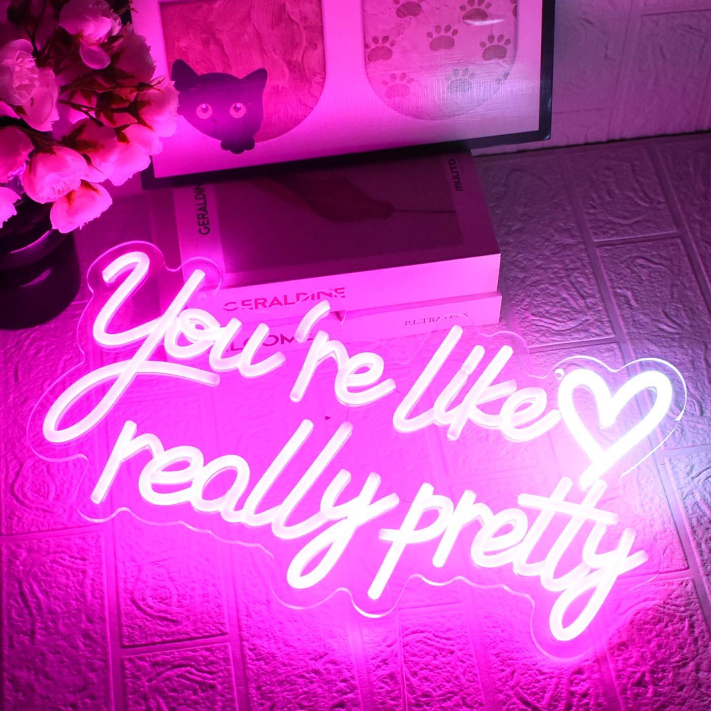 Señal de Neón LED Rosa Eres Como Realmente Bonita 42x22cm