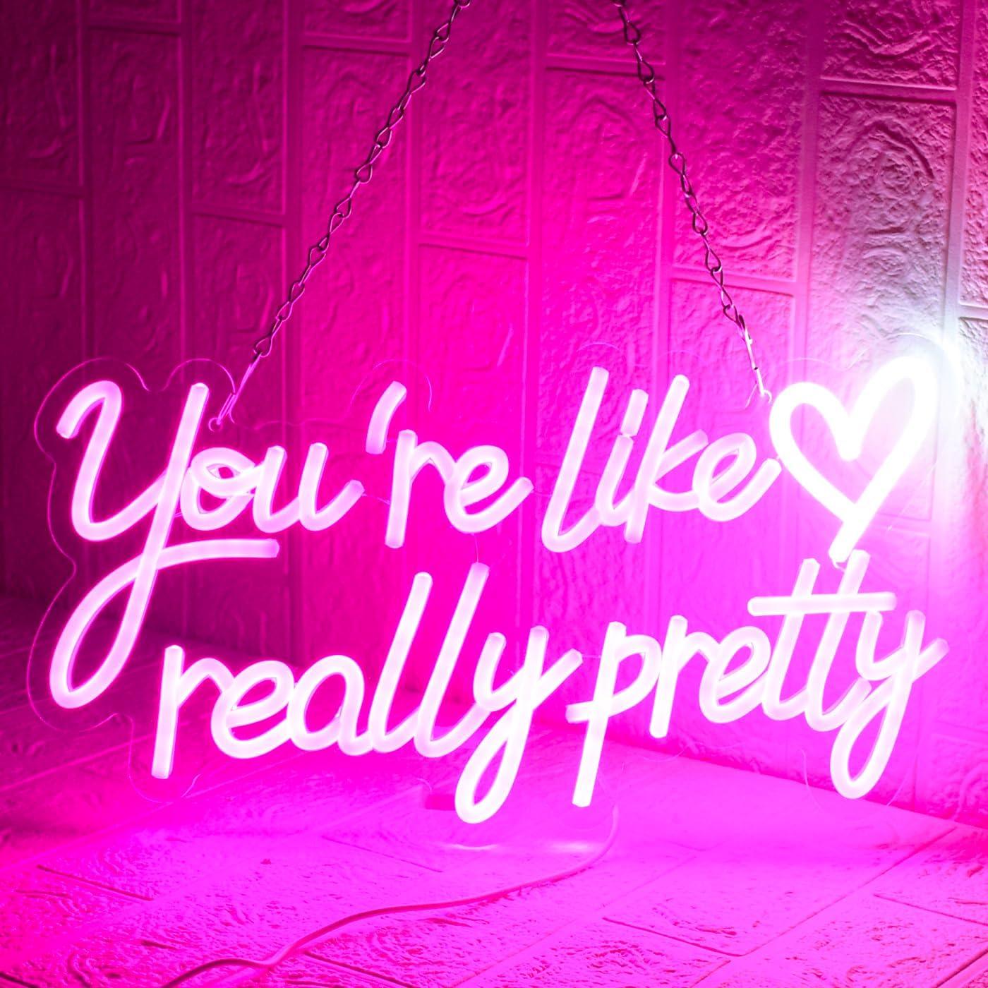 Señal de Neón LED Rosa Eres Como Realmente Bonita 42x22cm