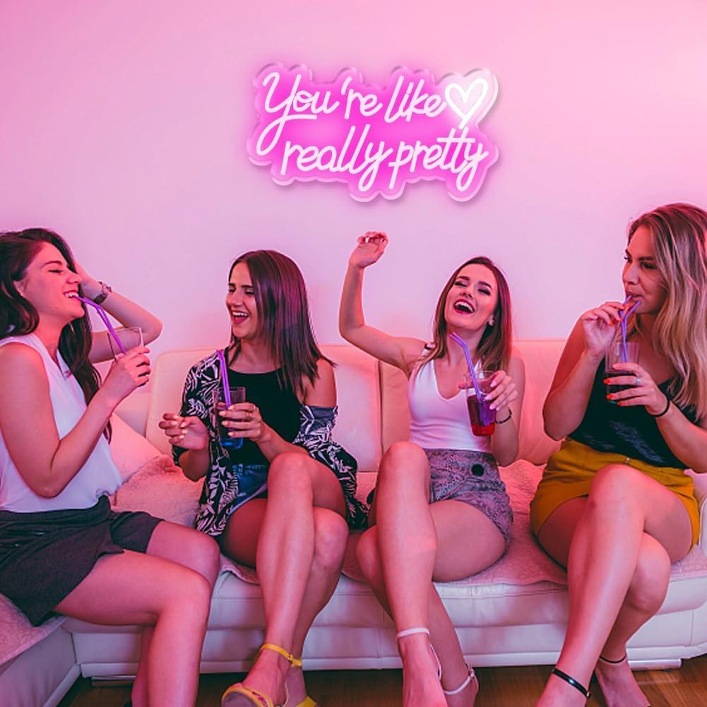 Señal de Neón LED Rosa Eres Como Realmente Bonita 42x22cm