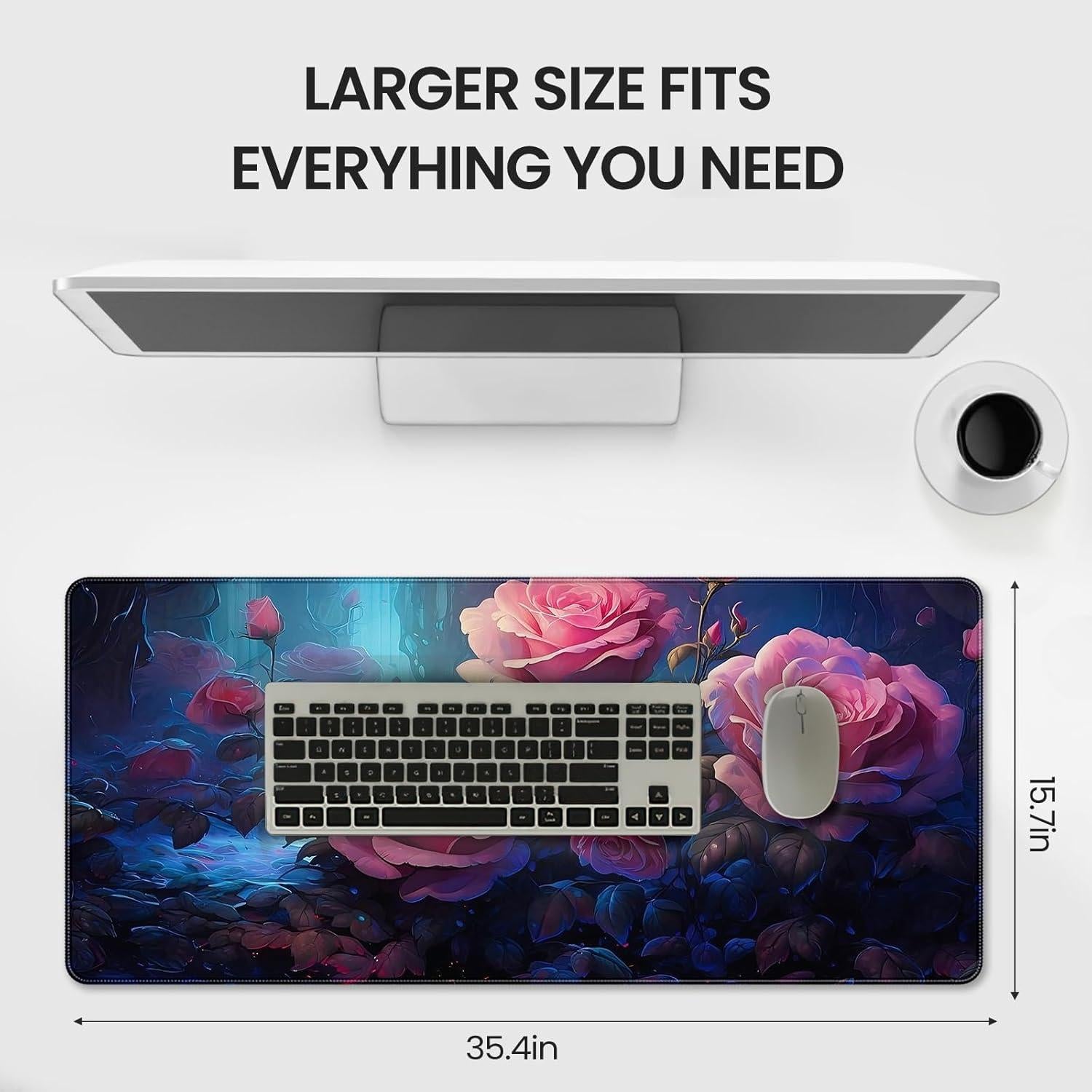 Alfombrilla de Ratón Gaming XXL YUANSM Rosas en Flor 90x40cm