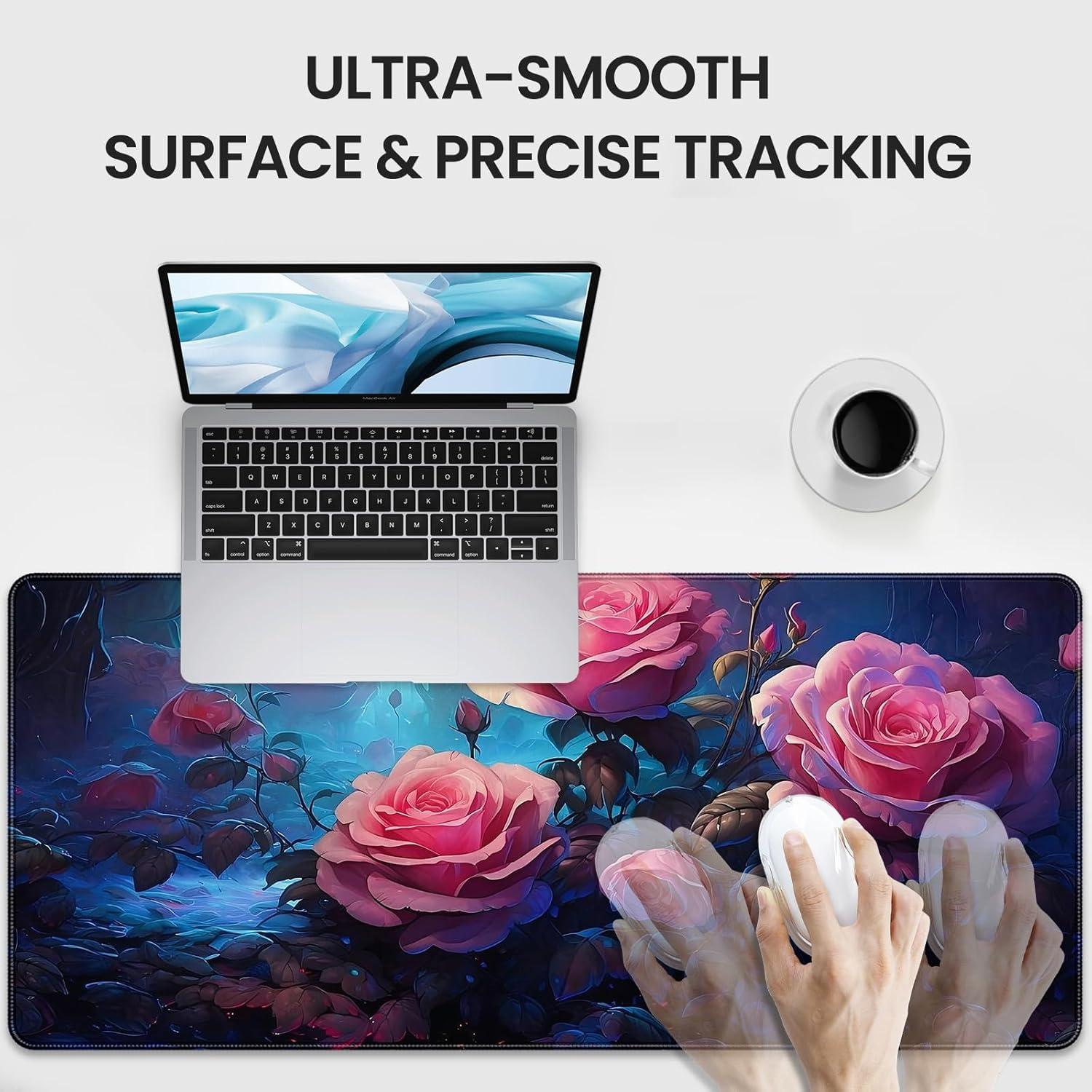 Alfombrilla de Ratón Gaming XXL YUANSM Rosas en Flor 90x40cm