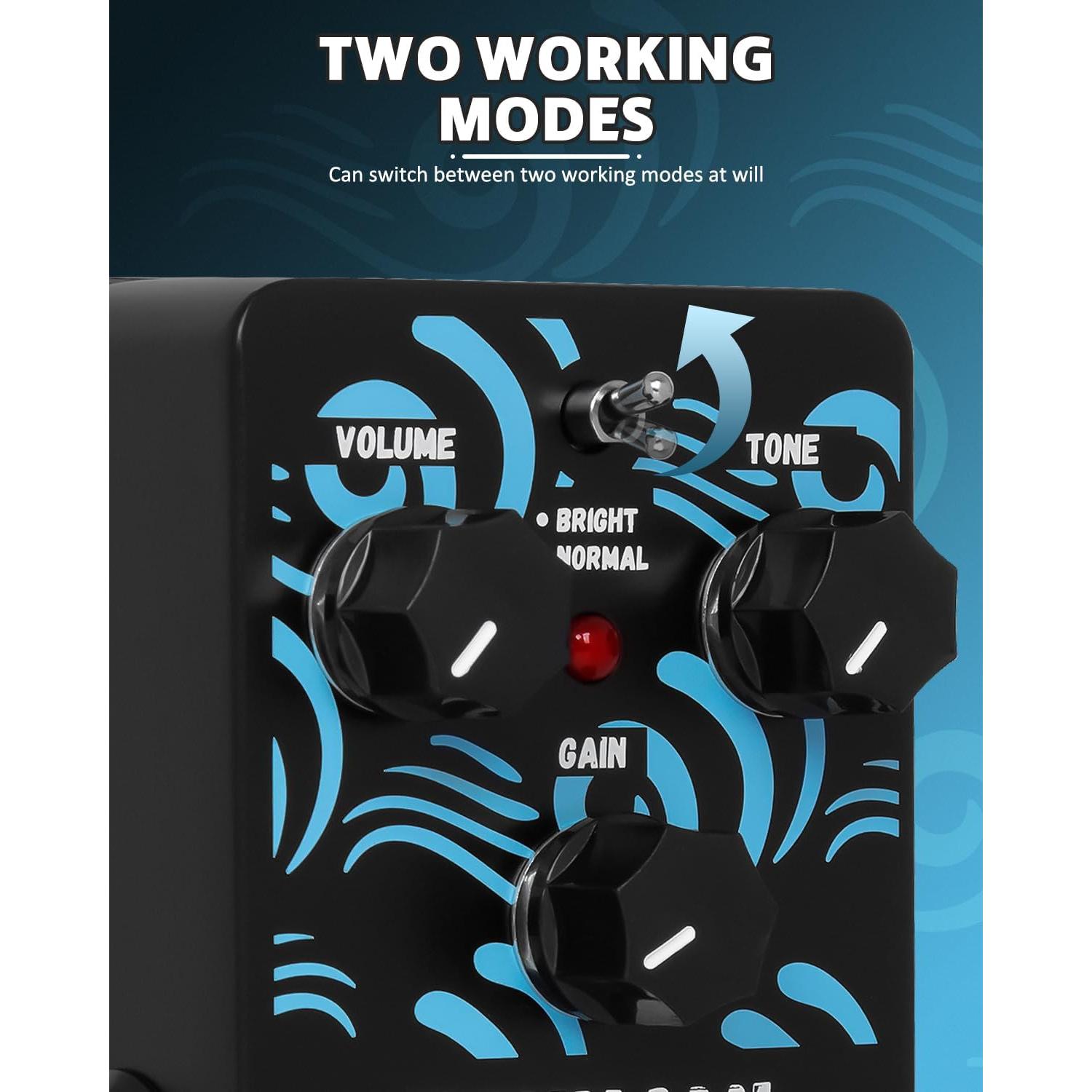 Pedal de Overdrive STRICH TSUNAMI con Modos Vintage y Bypass