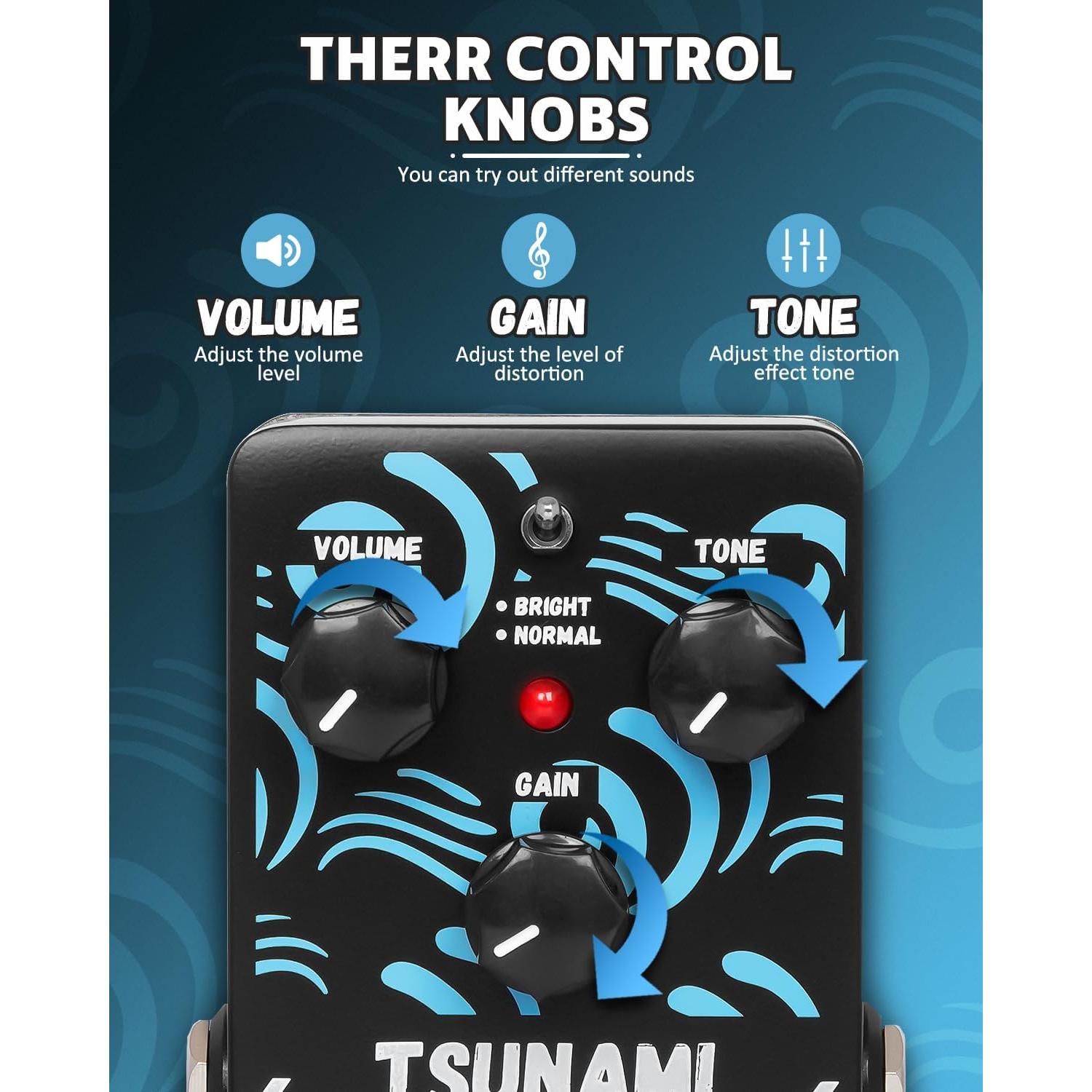 Pedal de Overdrive STRICH TSUNAMI con Modos Vintage y Bypass