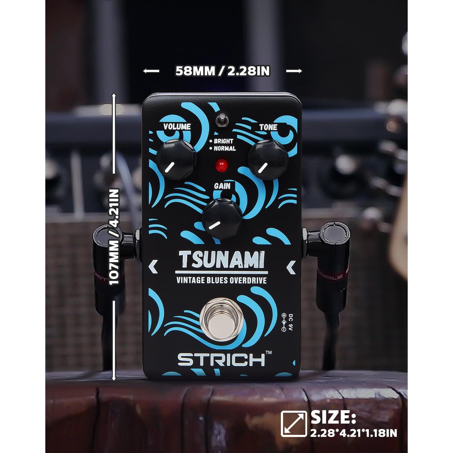 Pedal de Overdrive STRICH TSUNAMI con Modos Vintage y Bypass