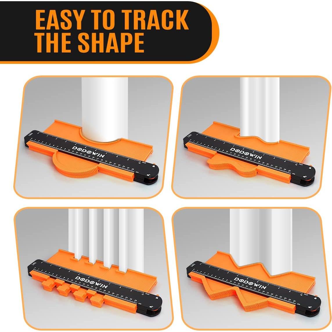 Medidor de Contorno con Bloqueo Dodowin 10 Pulgadas Naranja