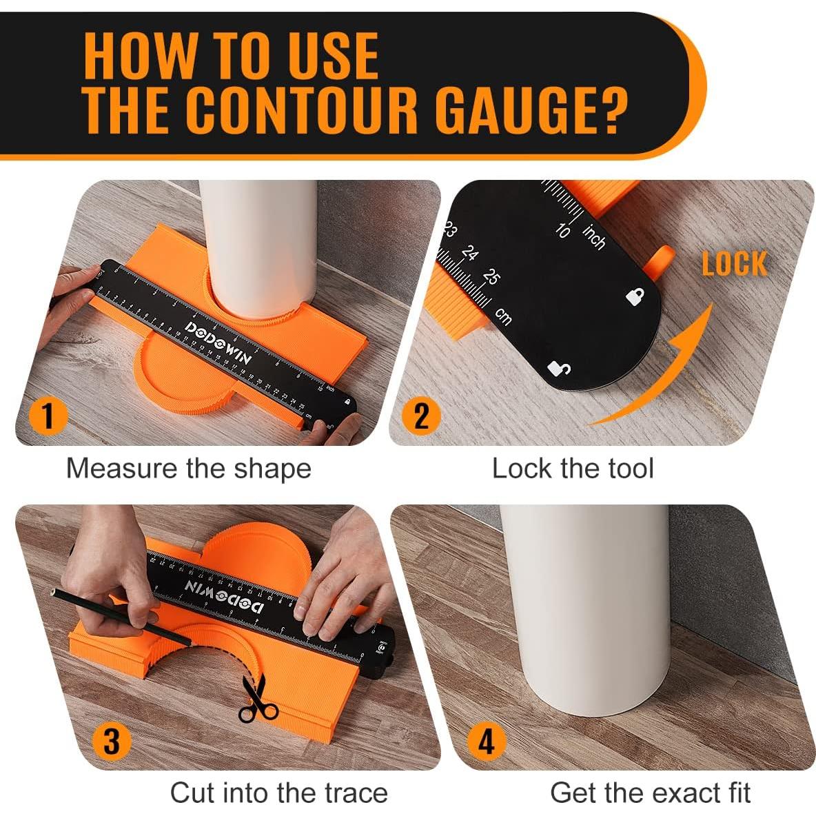 Medidor de Contorno con Bloqueo Dodowin 10 Pulgadas Naranja