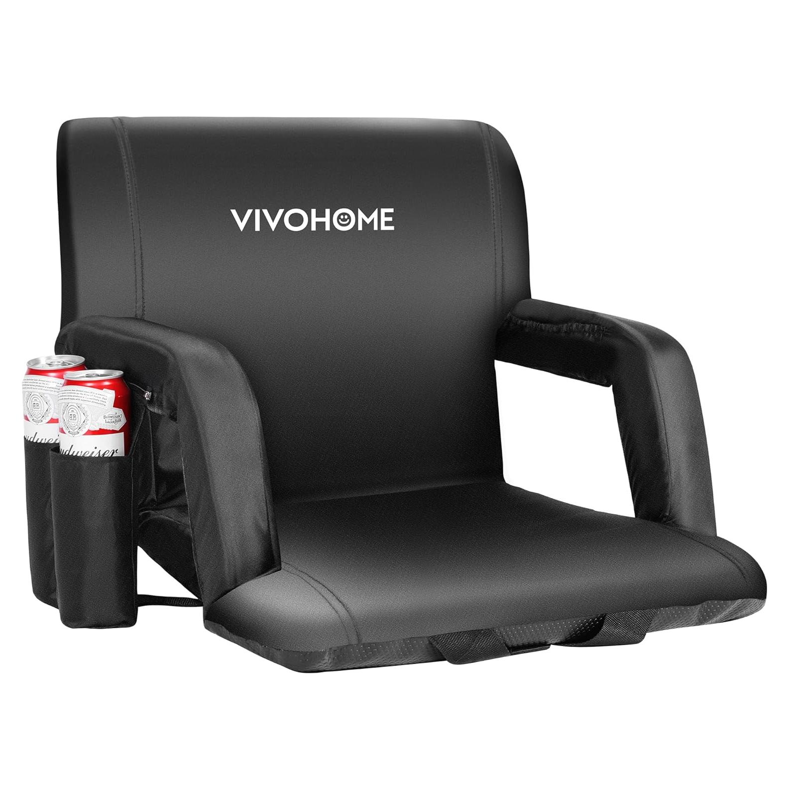 Silla de Estadio Plegable VIVOHOME 20" con Respaldo y Apoyabrazos