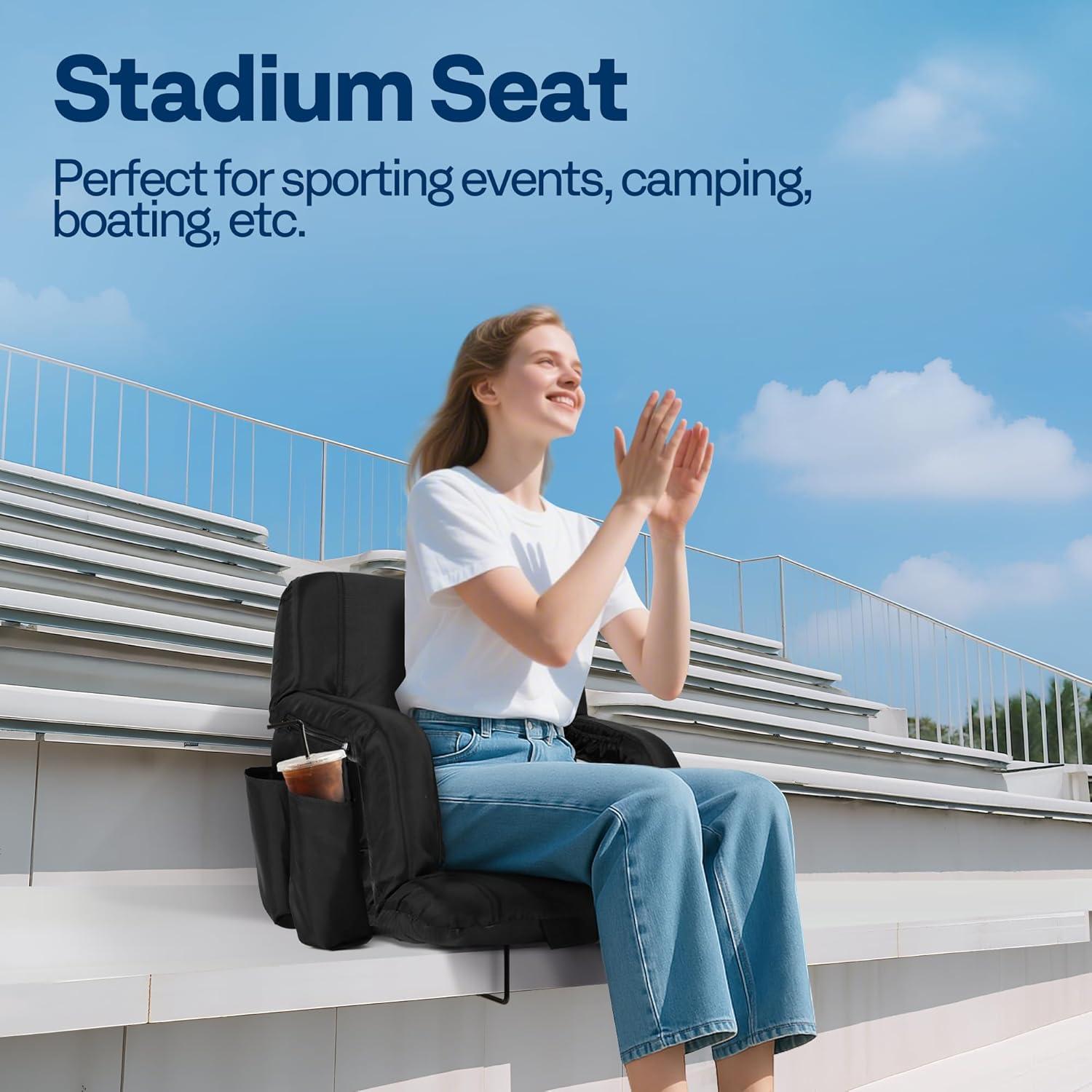 Silla de Estadio Plegable VIVOHOME 20" con Respaldo y Apoyabrazos