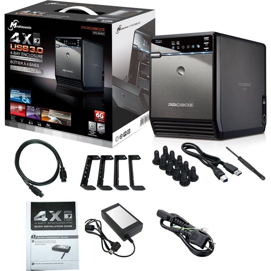 Caja de Disco Duro Mediasonic PROBOX 4 Bahías USB 3.0 eSATA
