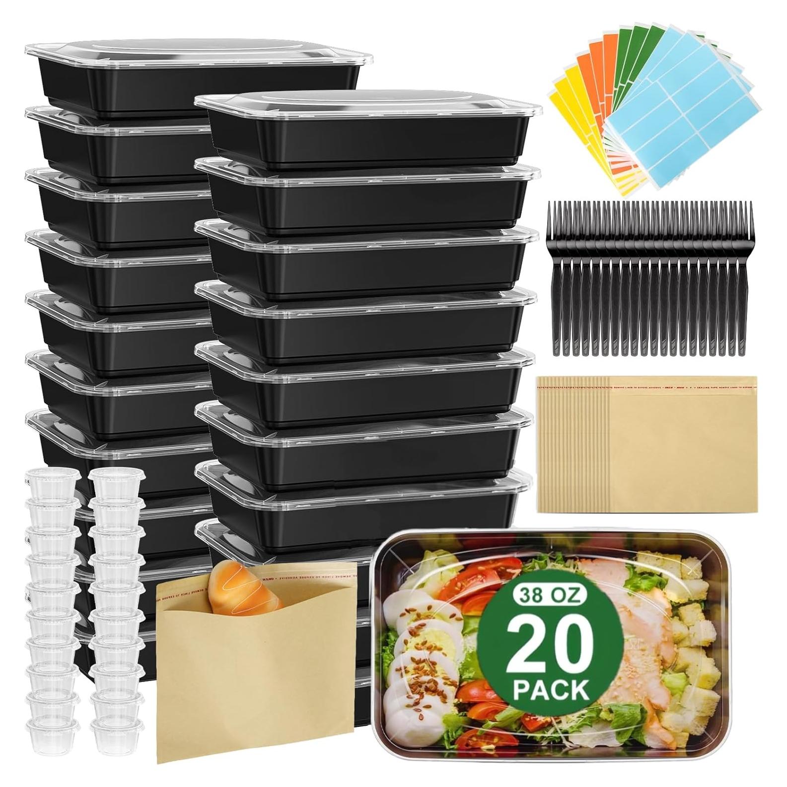 Contenedores de Comida Reutilizables Kapawze 38 oz 92 Pcs