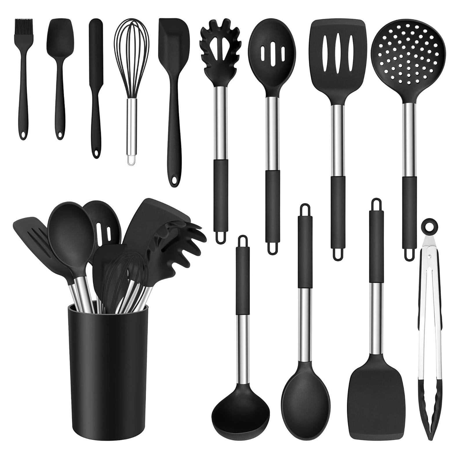 Set de Utensilios de Cocina E-far 14 Piezas Silicona y Acero Inoxidable