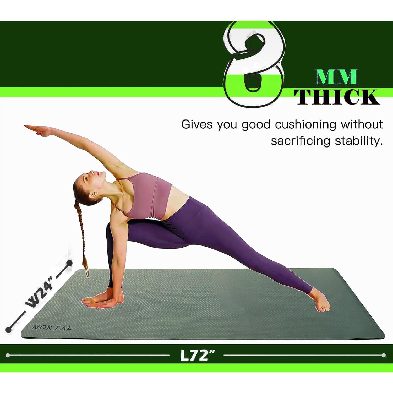 Esterilla de Yoga NOKTAL PRO Ecológica 182.88x60.96cm 8mm