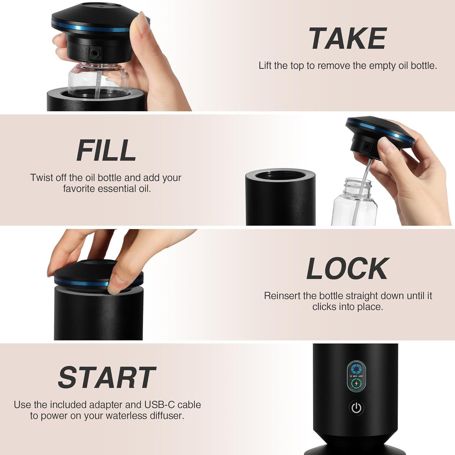 Difusor de Aroma Sin Agua Dnmmoo WD-B001 139.35 m² Negro