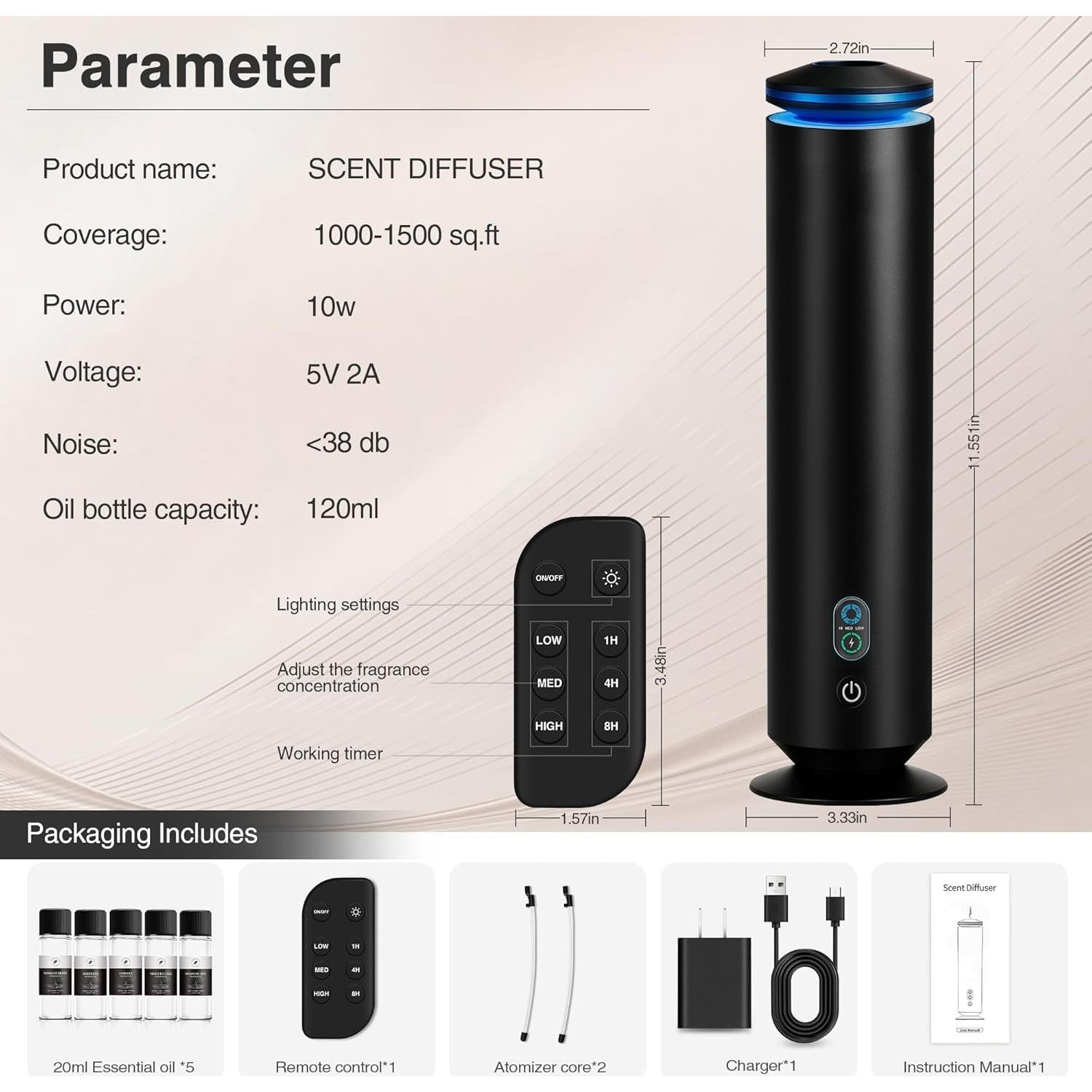 Difusor de Aroma Sin Agua Dnmmoo WD-B001 139.35 m² Negro