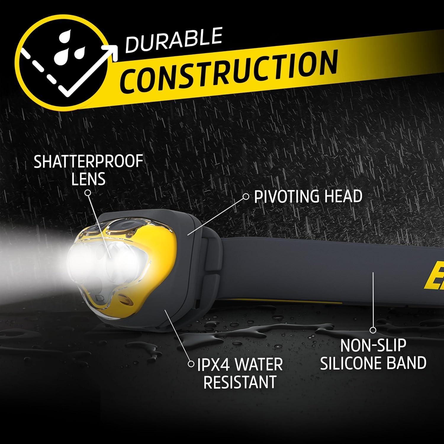 Linterna Frontal LED Energizer Amarillo Gris 360 Lúmenes