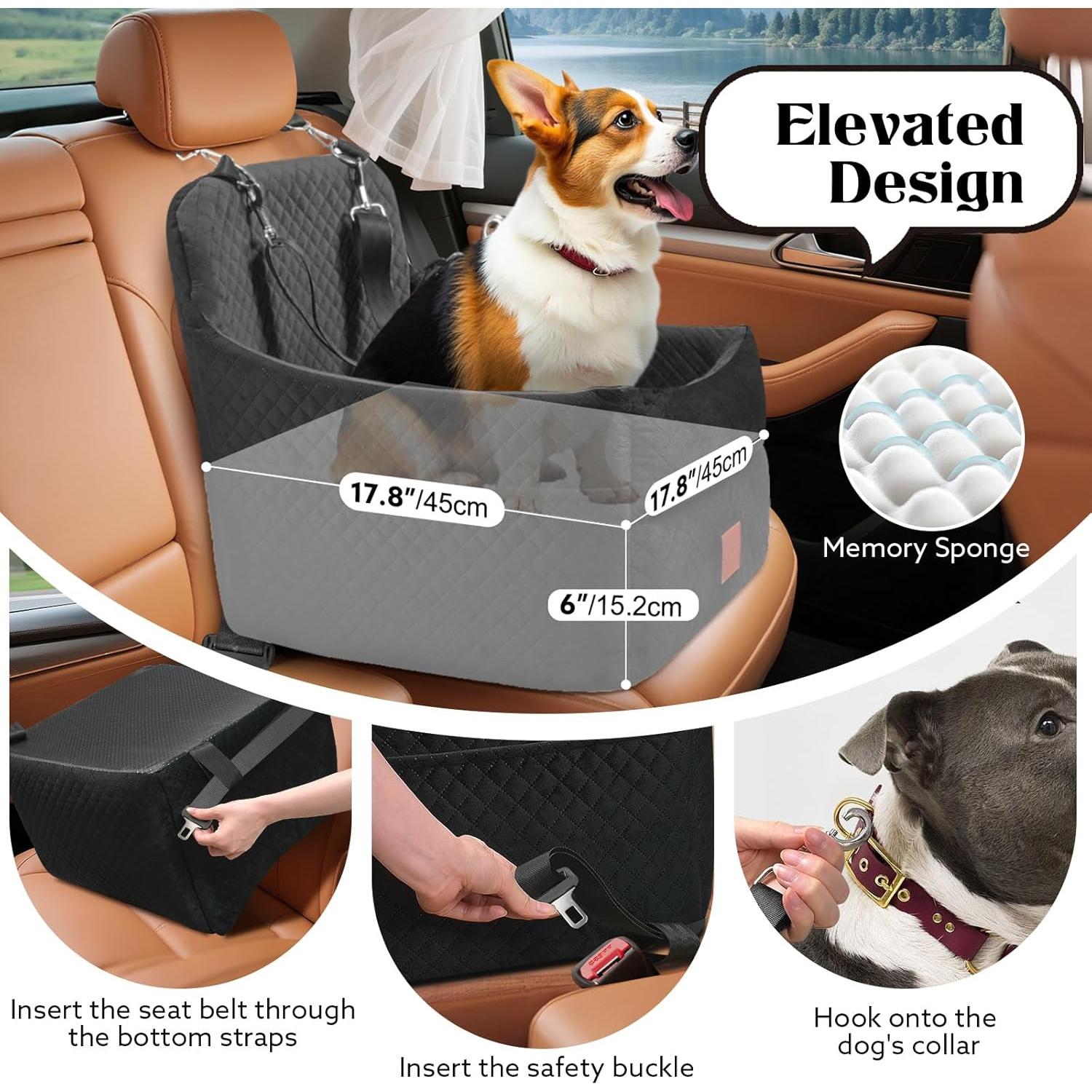 Asiento Elevador para Perros GracePals Mediano Negro 50x50 cm