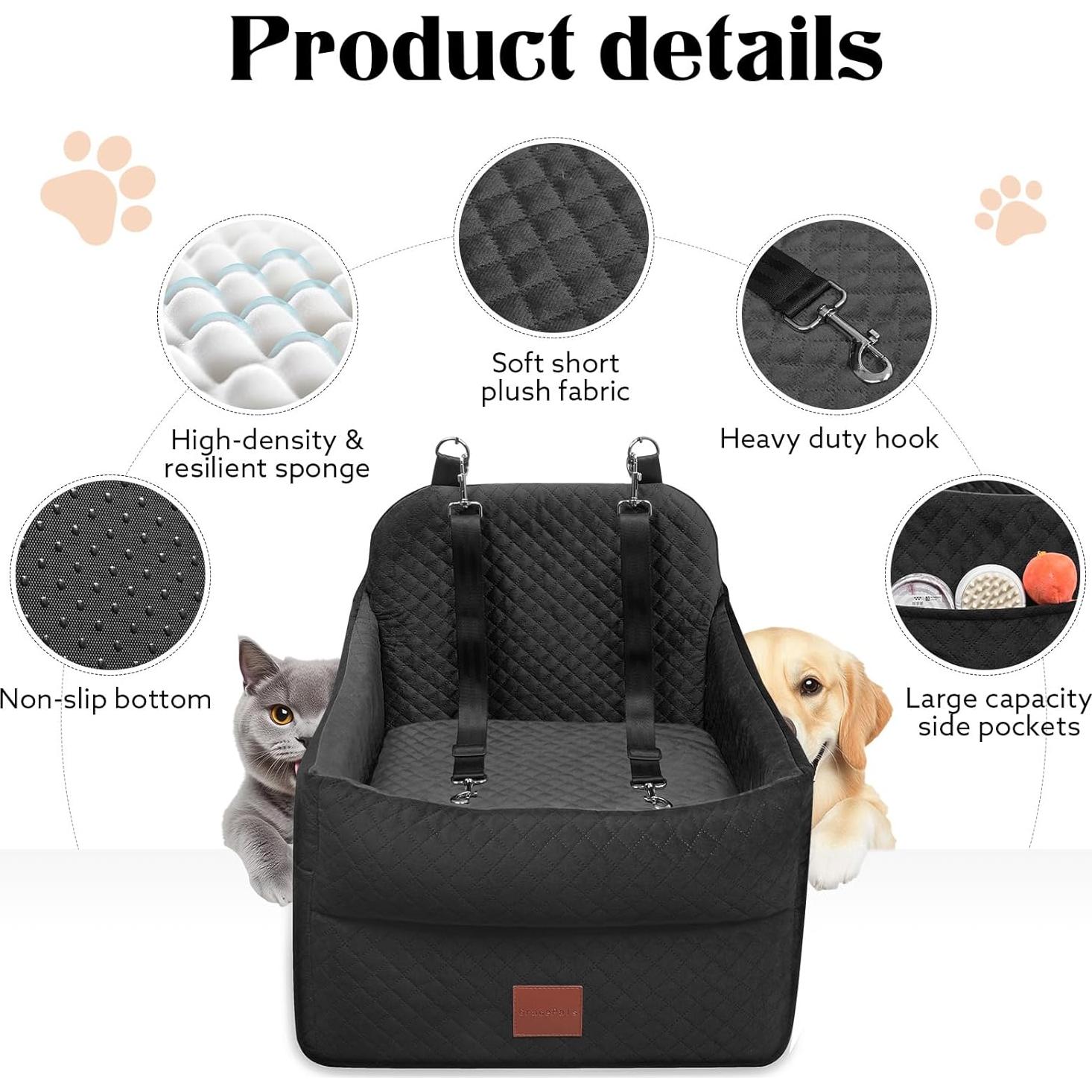 Asiento Elevador para Perros GracePals Mediano Negro 50x50 cm