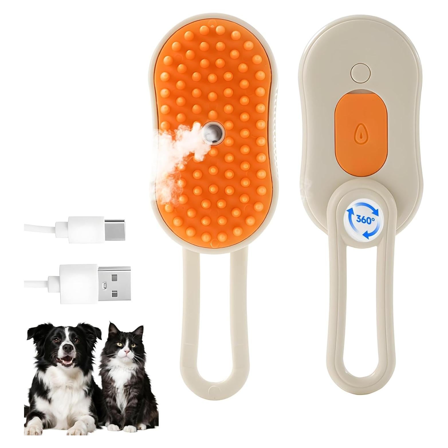 Cepillo de Vapor 4 en 1 Petayouj para Gatos y Perros - Naranja