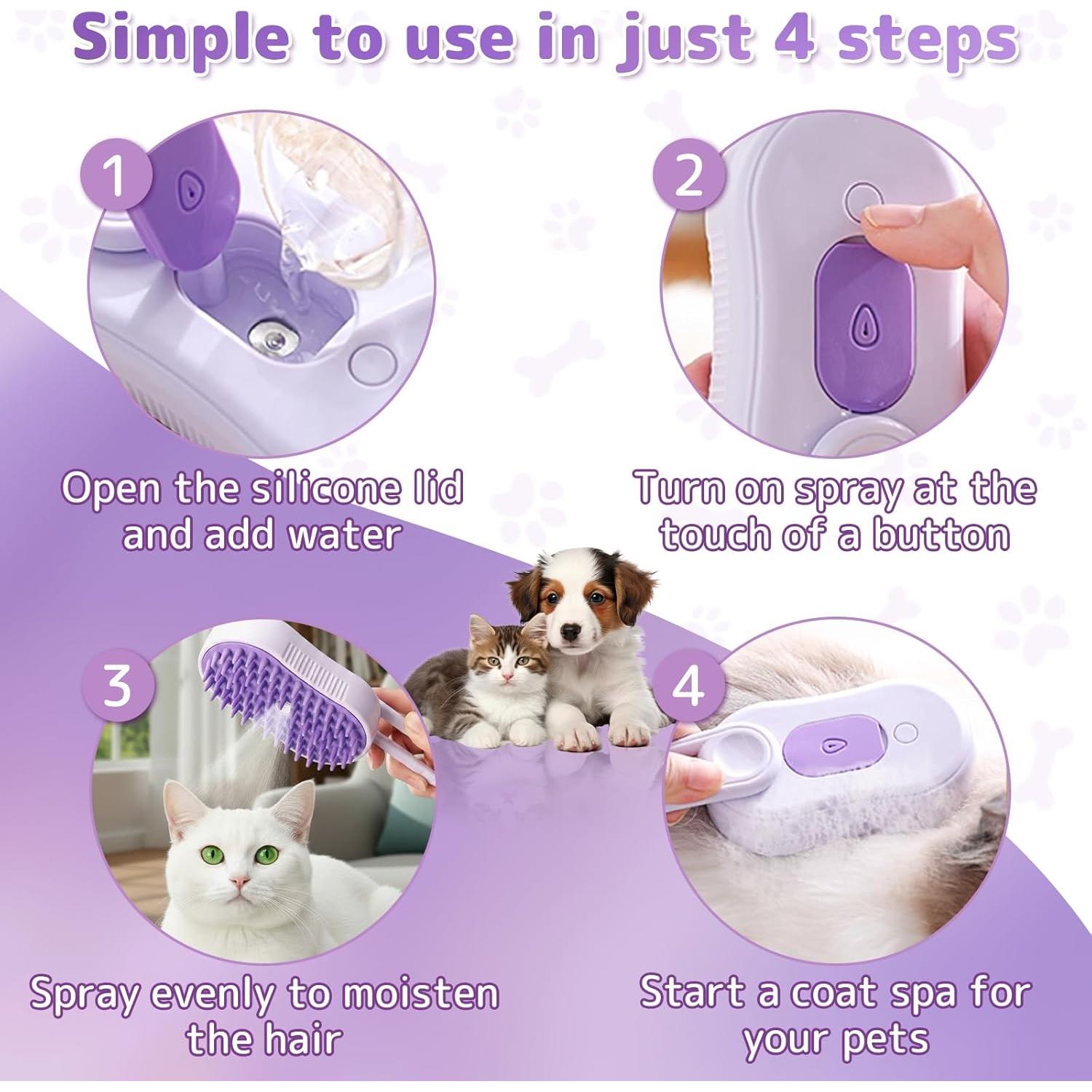 Cepillo de Vapor 4 en 1 Petayouj para Gatos y Perros - Naranja