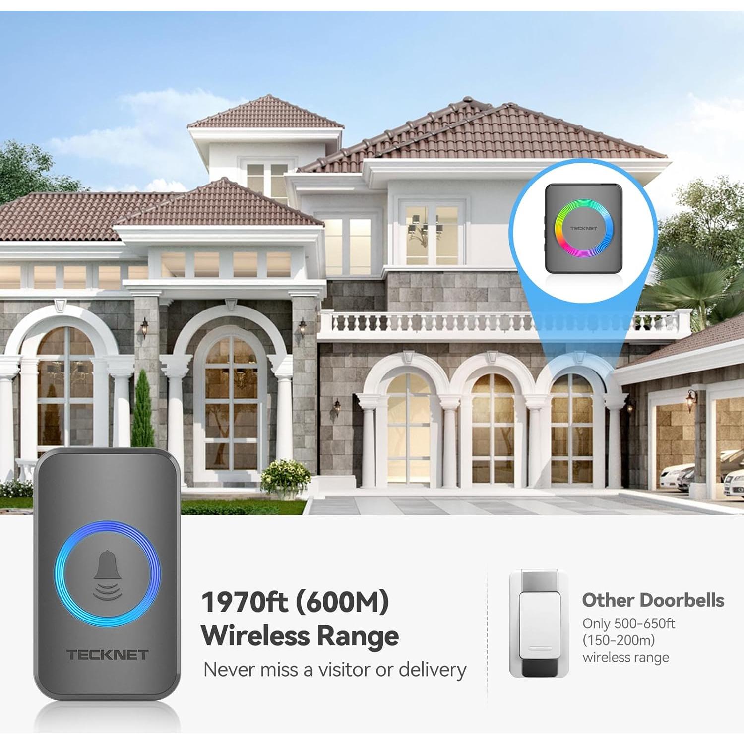 Timbre Inalámbrico TECKNET IP65 600m 120dB 60 Melodías