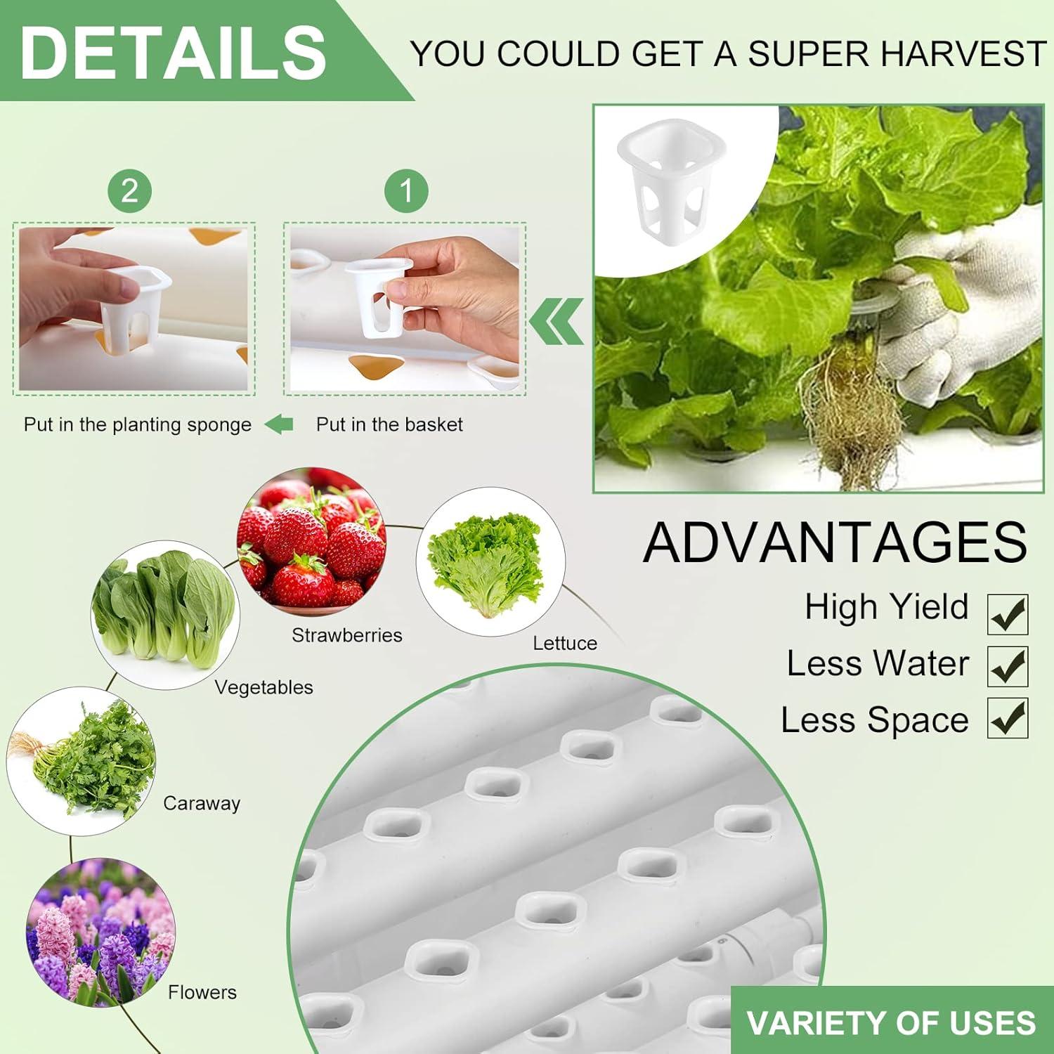 Kit Hidropónico Mejorado LAPOND 108 Sitios para Cultivo Interior/Exterior