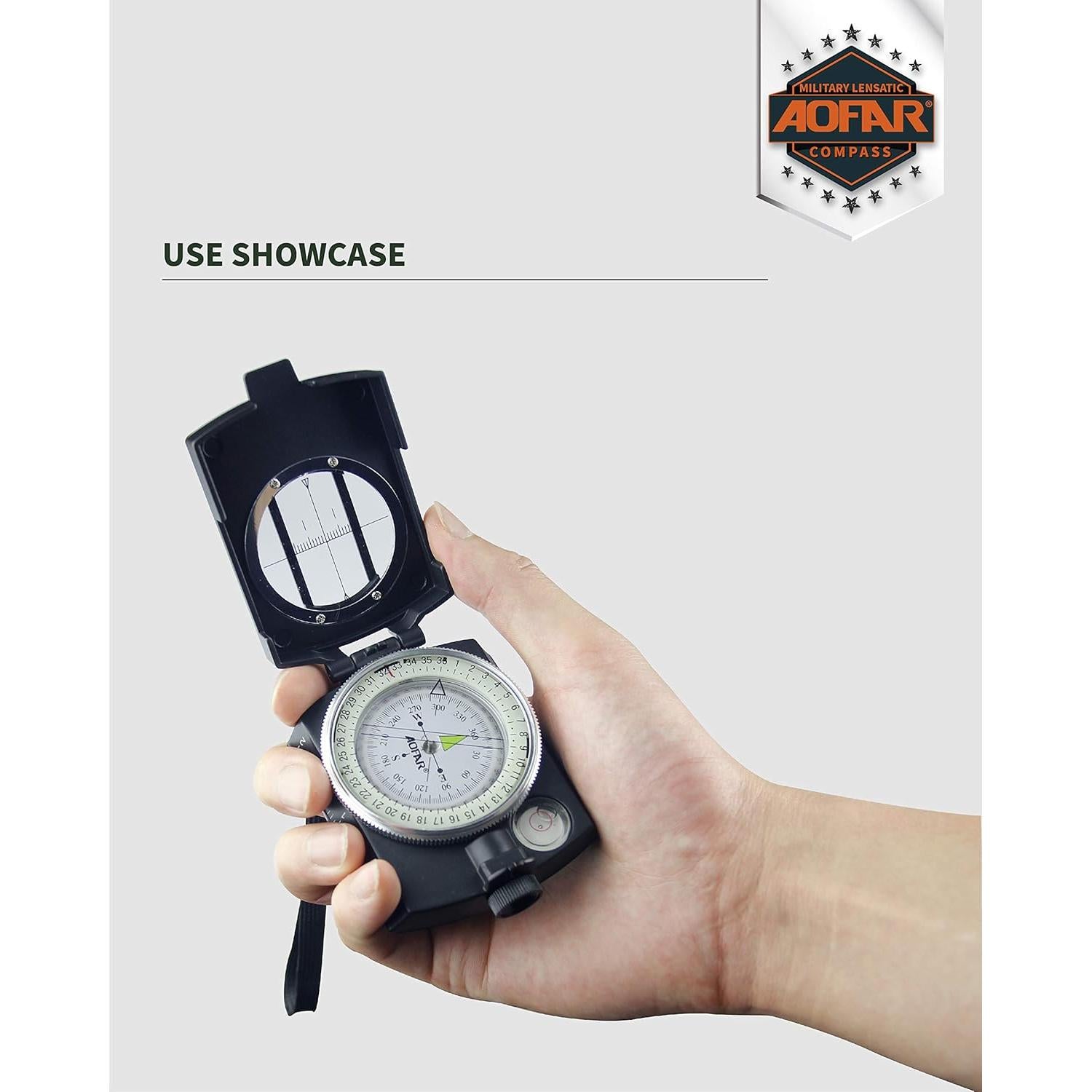 Brújula Militar AOFAR AF-4580 Impermeable y a Prueba de Golpes
