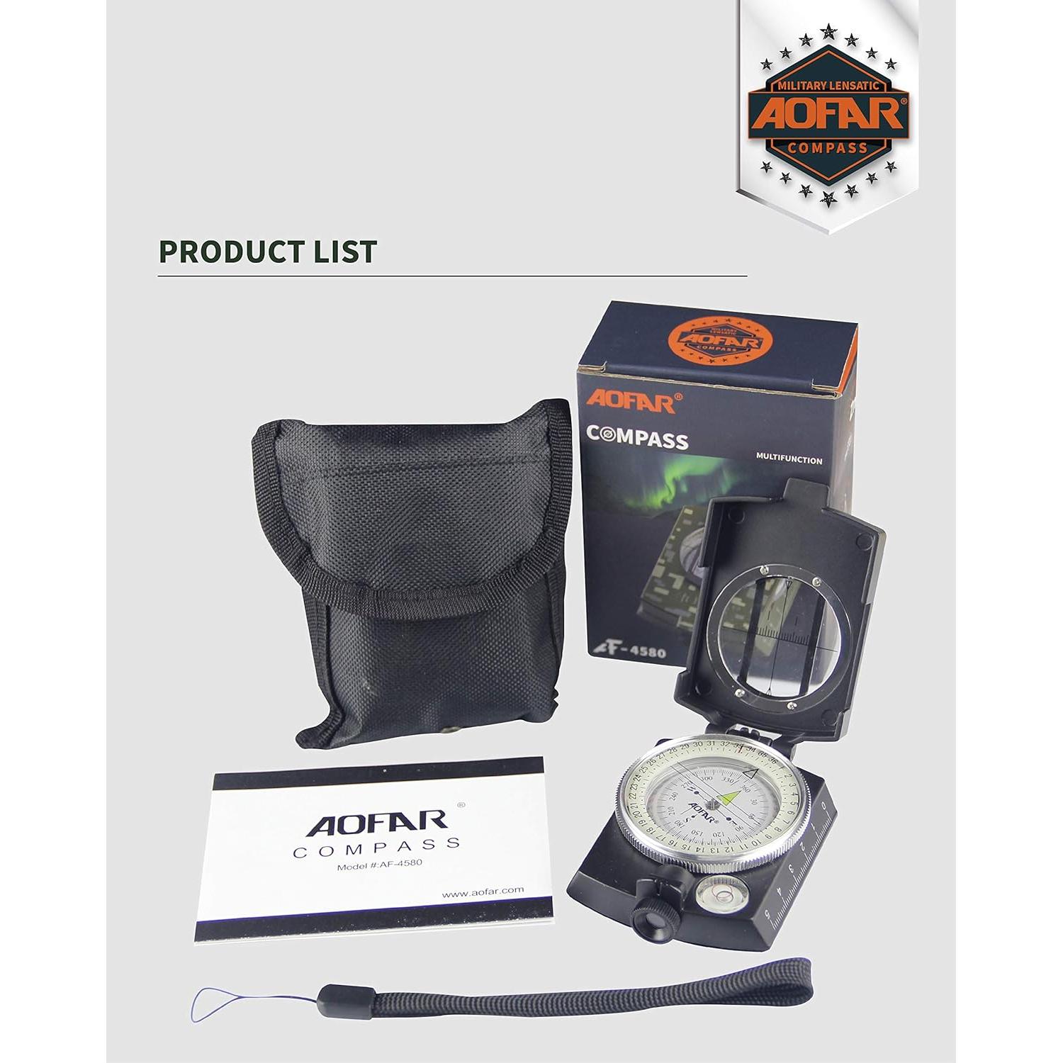 Brújula Militar AOFAR AF-4580 Impermeable y a Prueba de Golpes