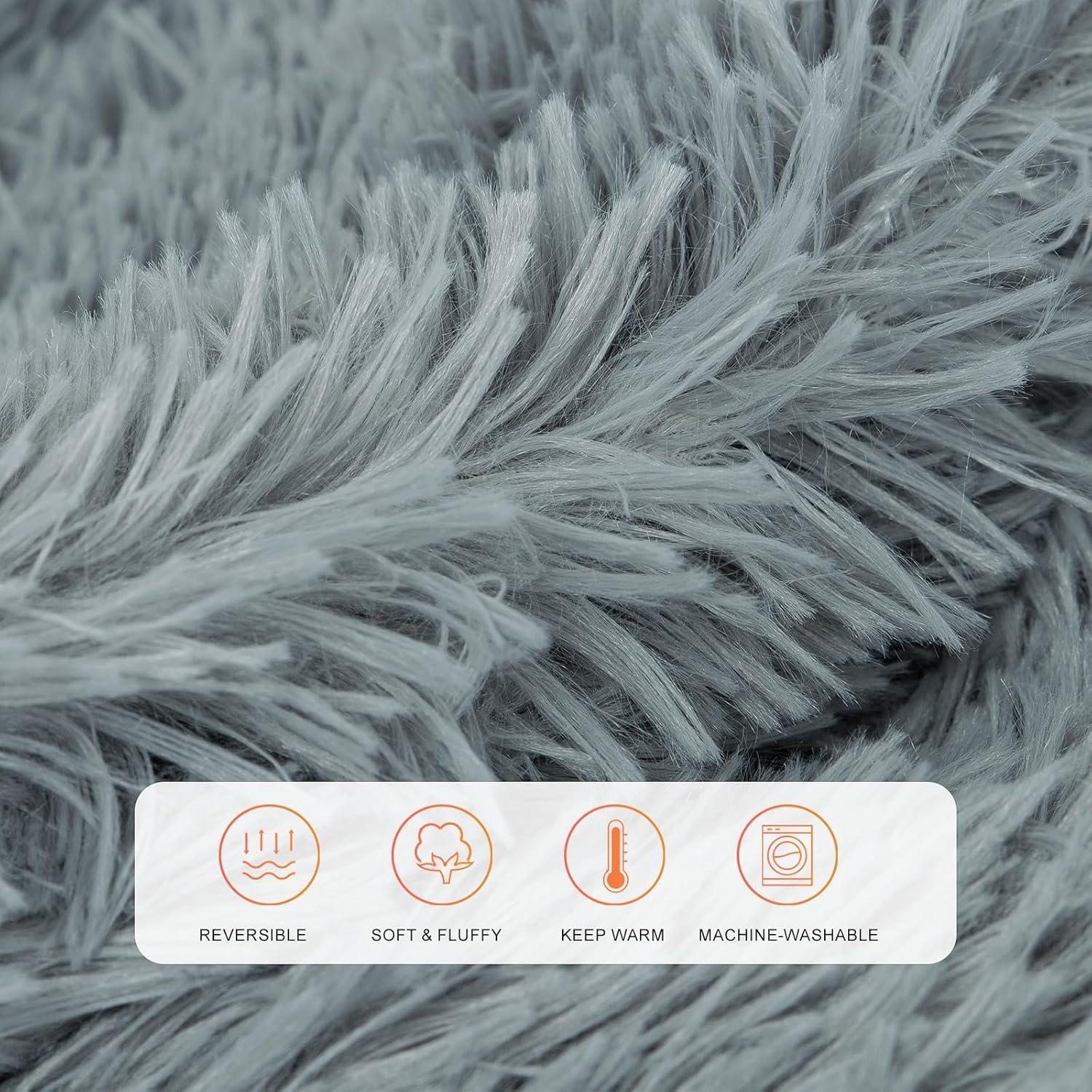 Manta de Piel Sintética TOONOW 178x198cm Azul Grisáceo