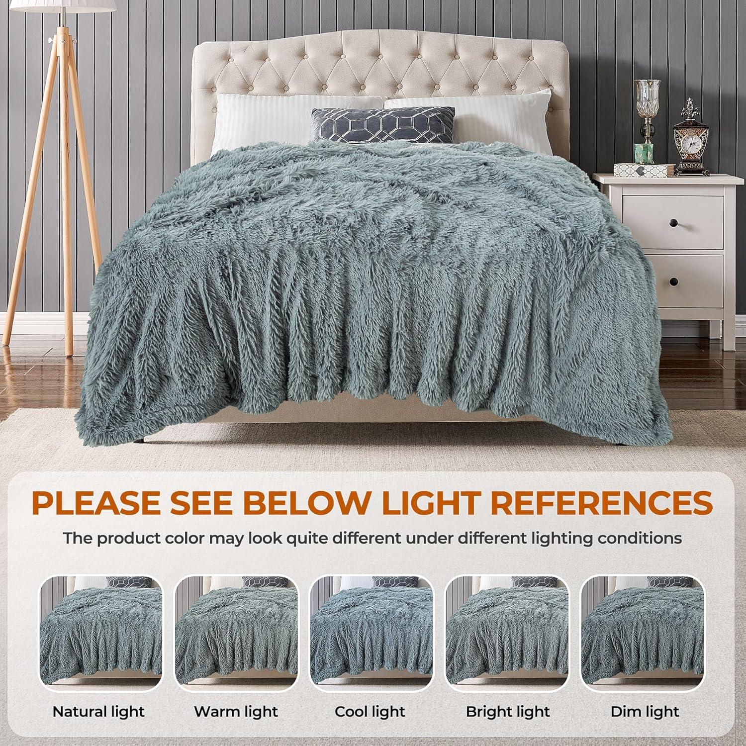 Manta de Piel Sintética TOONOW 178x198cm Azul Grisáceo