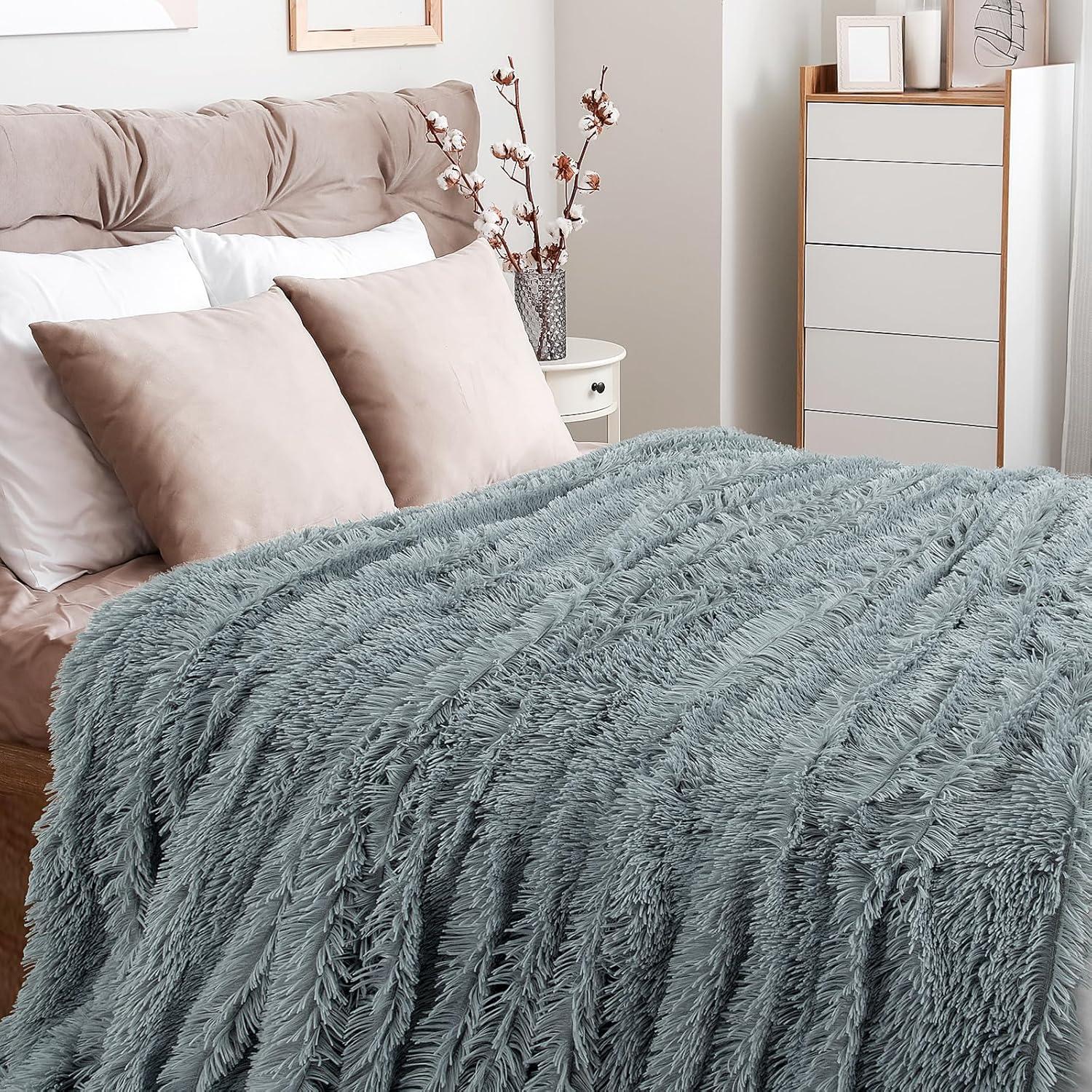 Manta de Piel Sintética TOONOW 178x198cm Azul Grisáceo