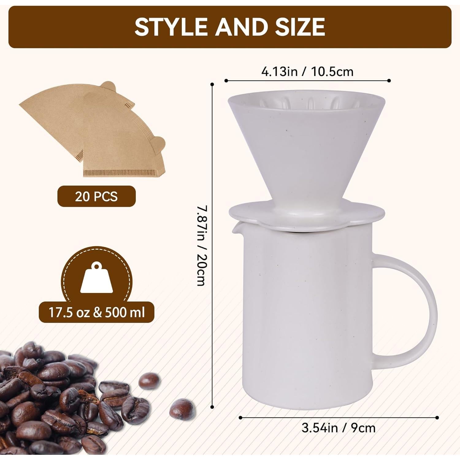 Cafetera de Goteo AZYM 500 ml Cerámica Vintage Blanca