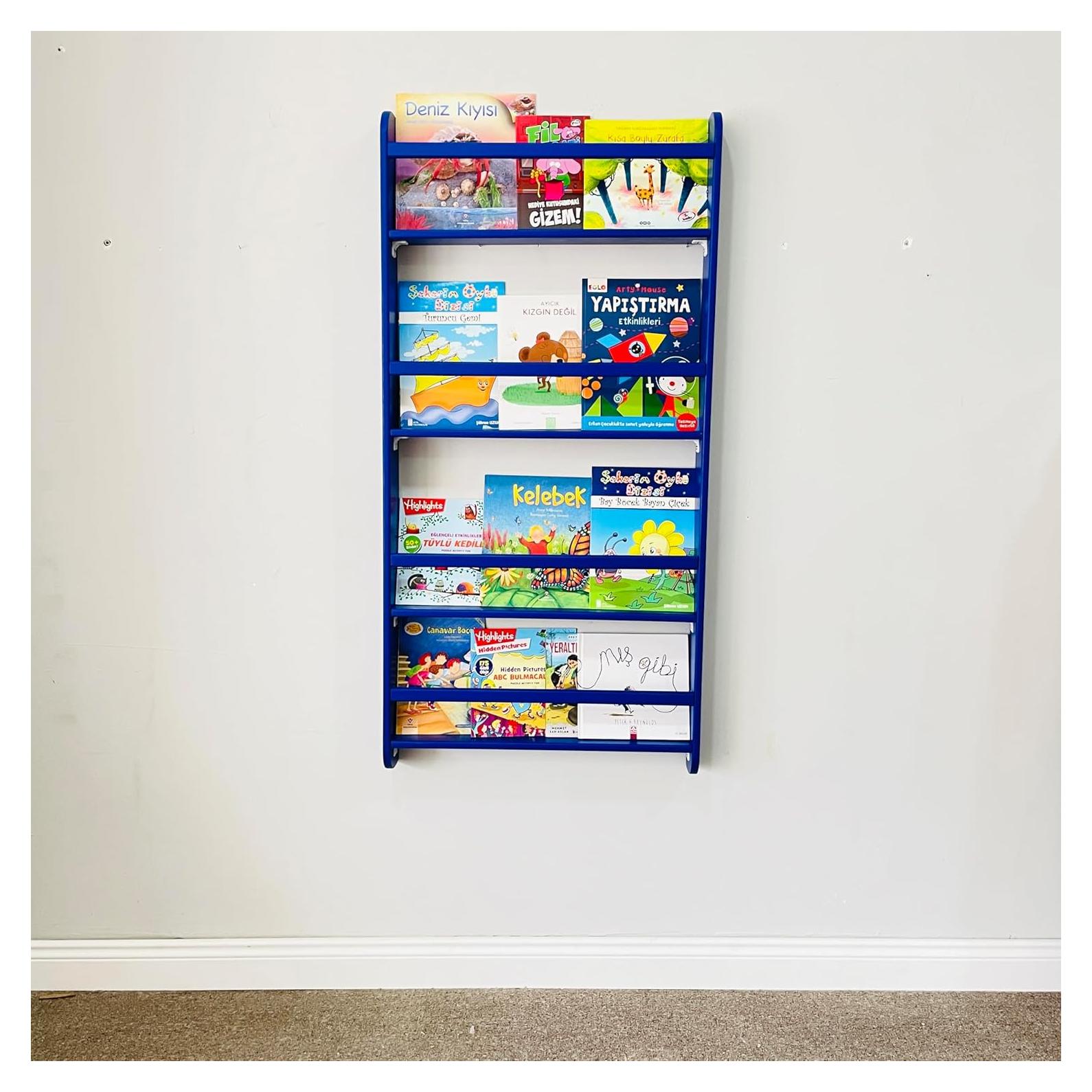 Estantería Montessori de Madera de Pino Azul 4 Niveles 121.9cm