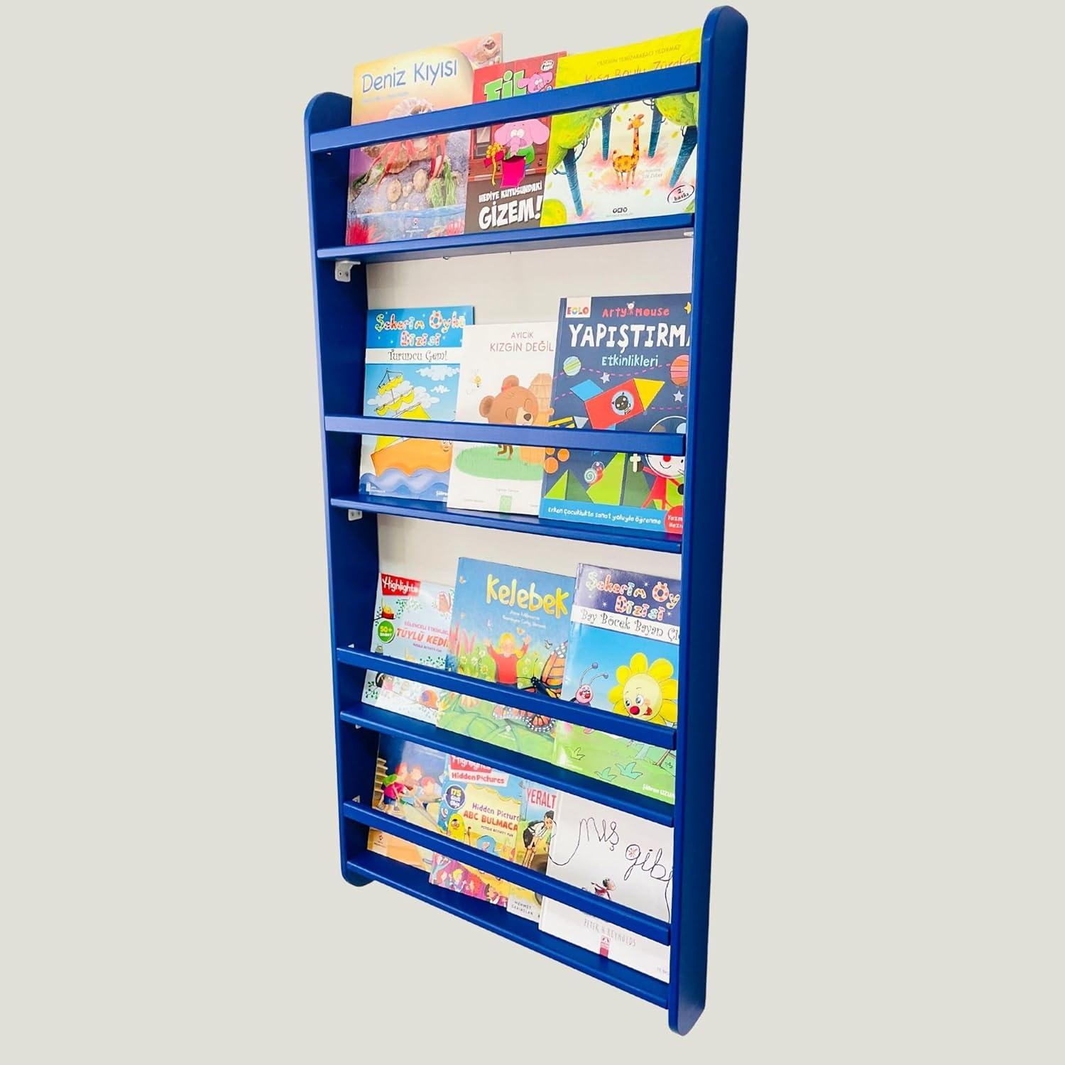 Estantería Montessori de Madera de Pino Azul 4 Niveles 121.9cm