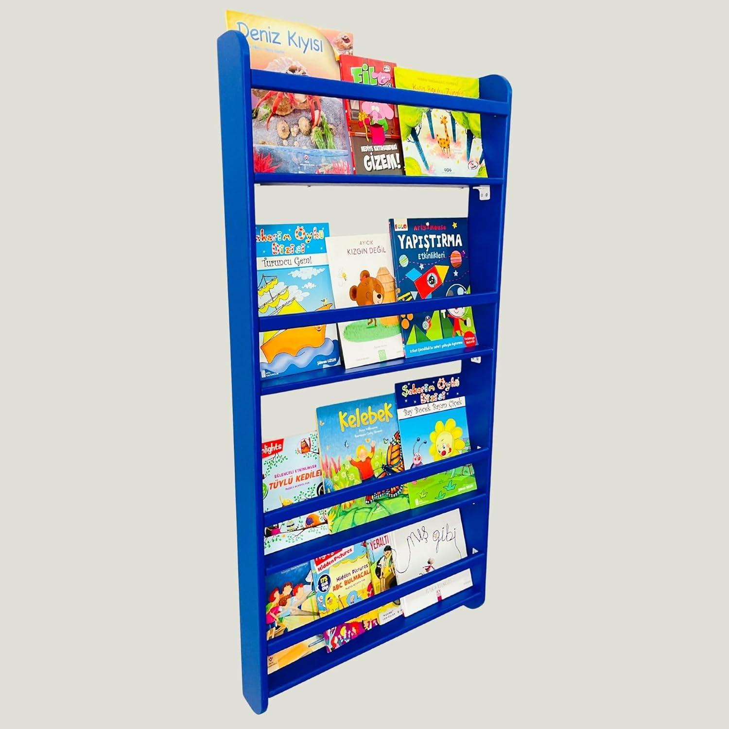 Estantería Montessori de Madera de Pino Azul 4 Niveles 121.9cm