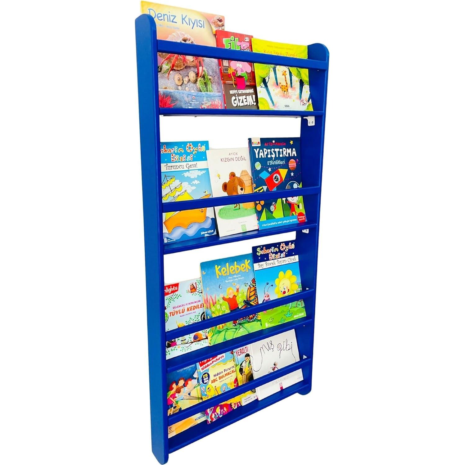 Estantería Montessori de Madera de Pino Azul 4 Niveles 121.9cm