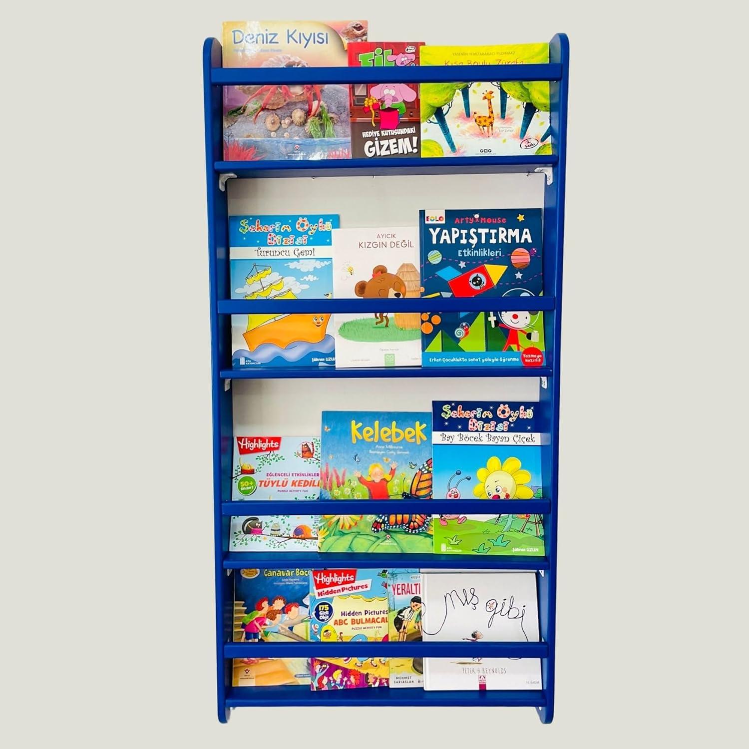 Estantería Montessori de Madera de Pino Azul 4 Niveles 121.9cm