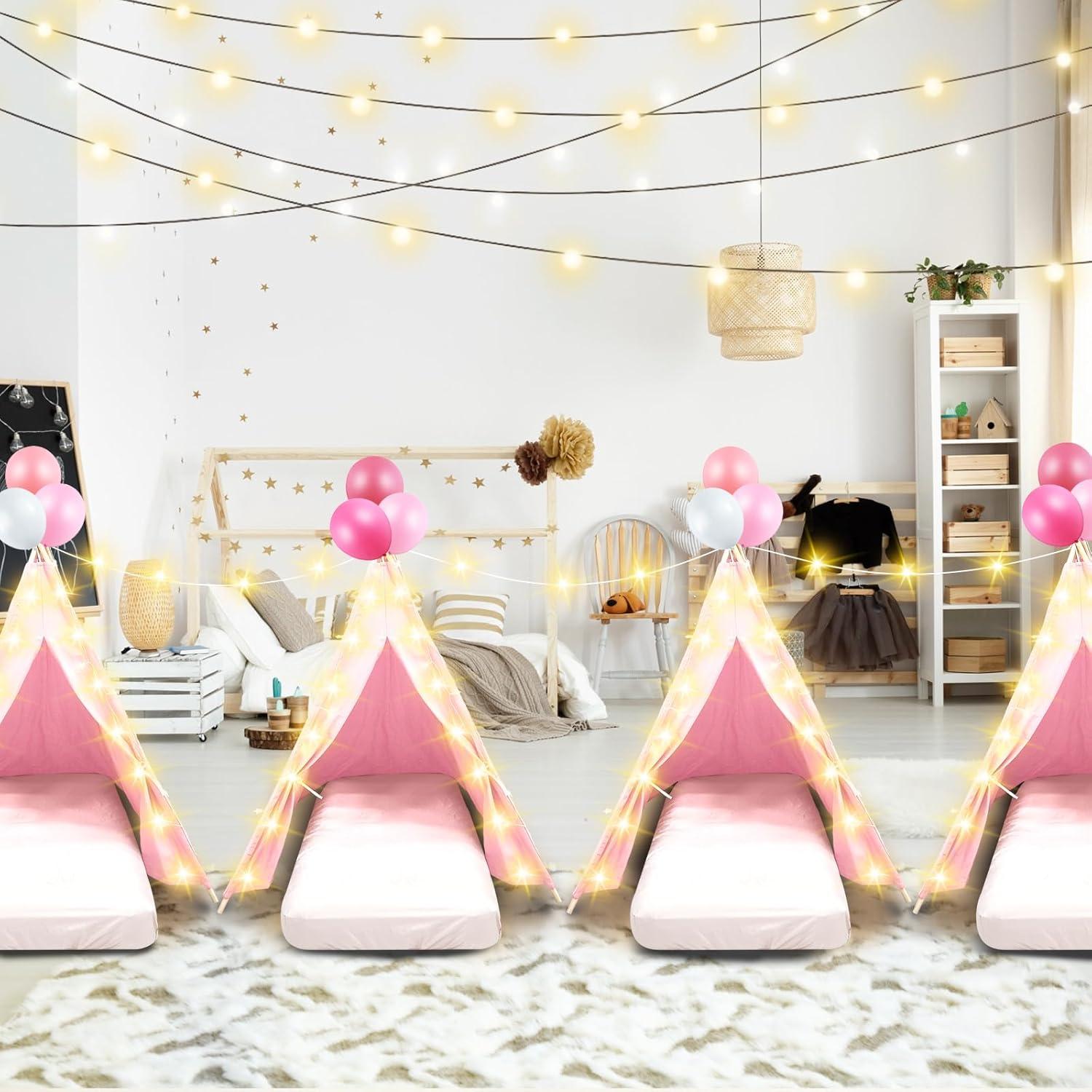 Paquete de 6 Tiendas Teepee Rosa Claro Lemosae con Colchón