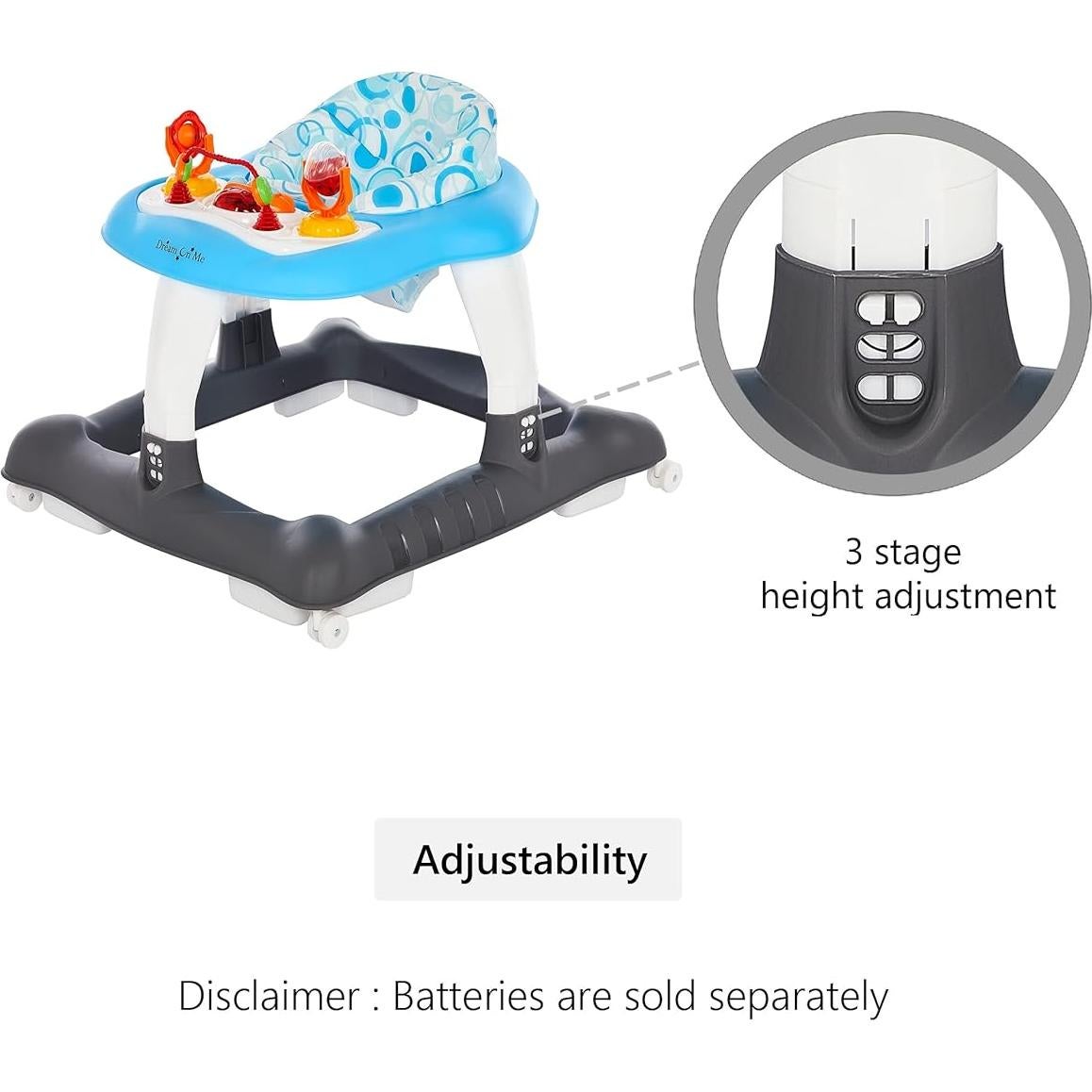 Andador para Bebés Dream On Me Explorer Azul 3 Alturas