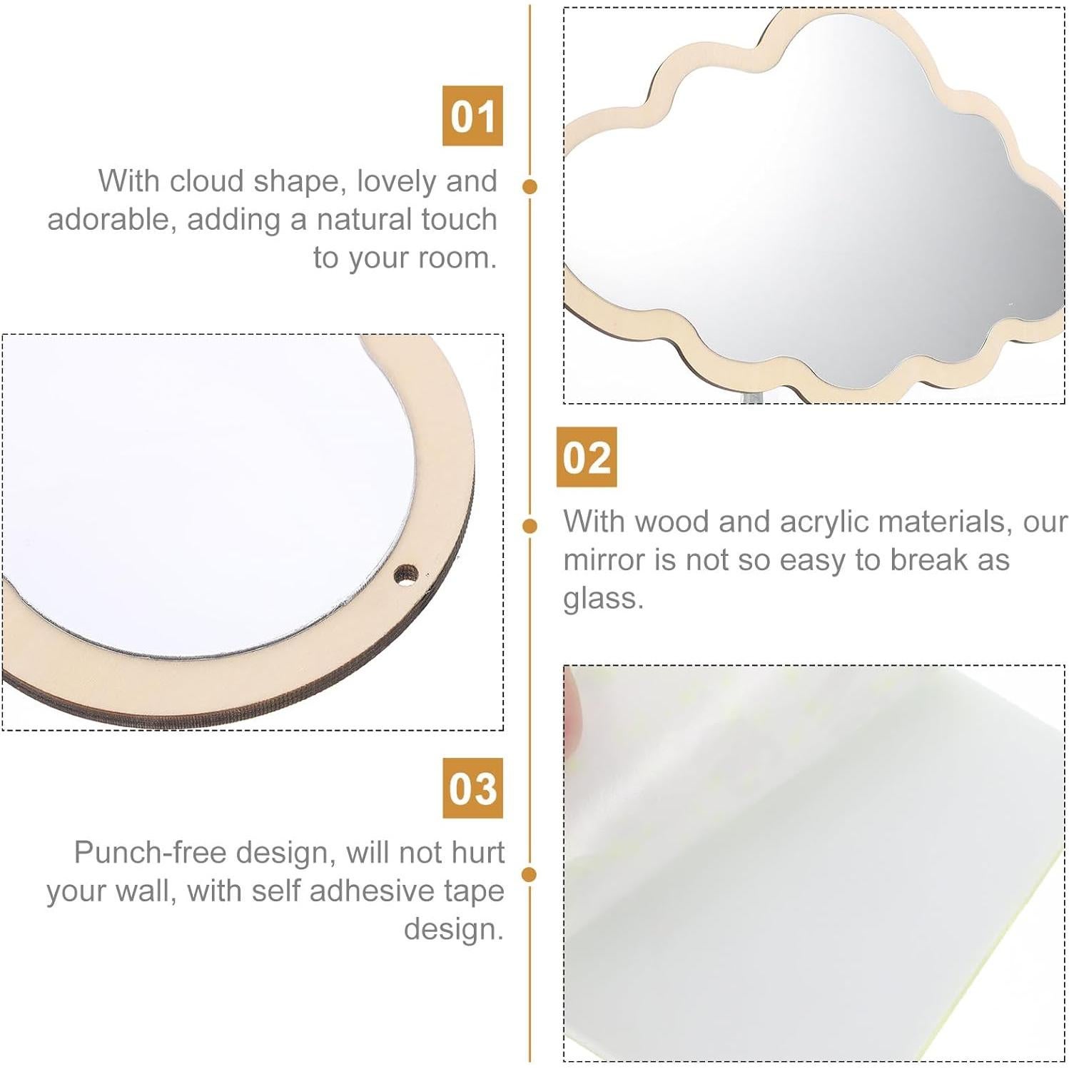 Espejo Colgante Decorativo FRCOLOR Nube Irrompible 37.6x2.5cm