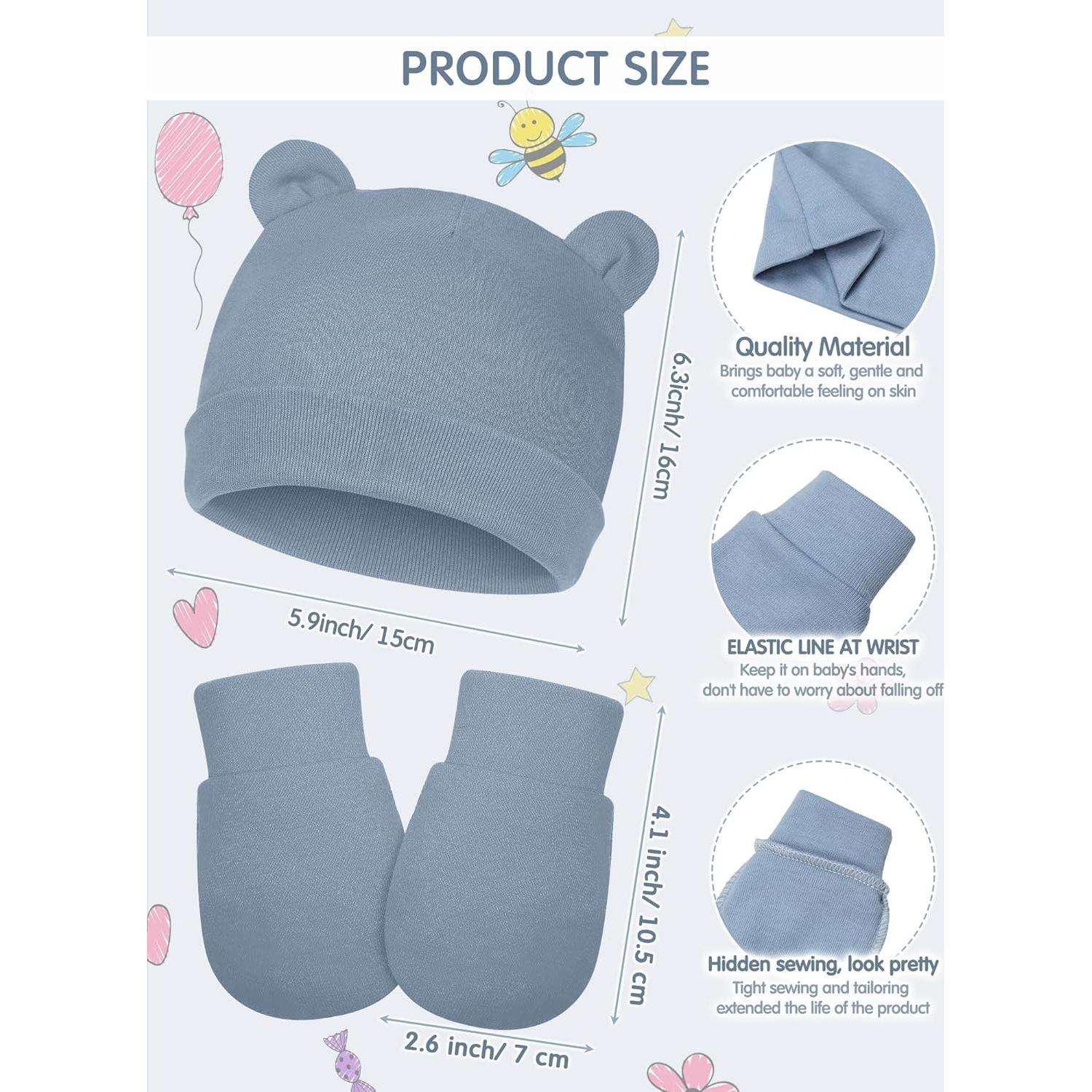 Conjunto de Gorros y Manoplas Geyoga para Bebés 0-12 Meses