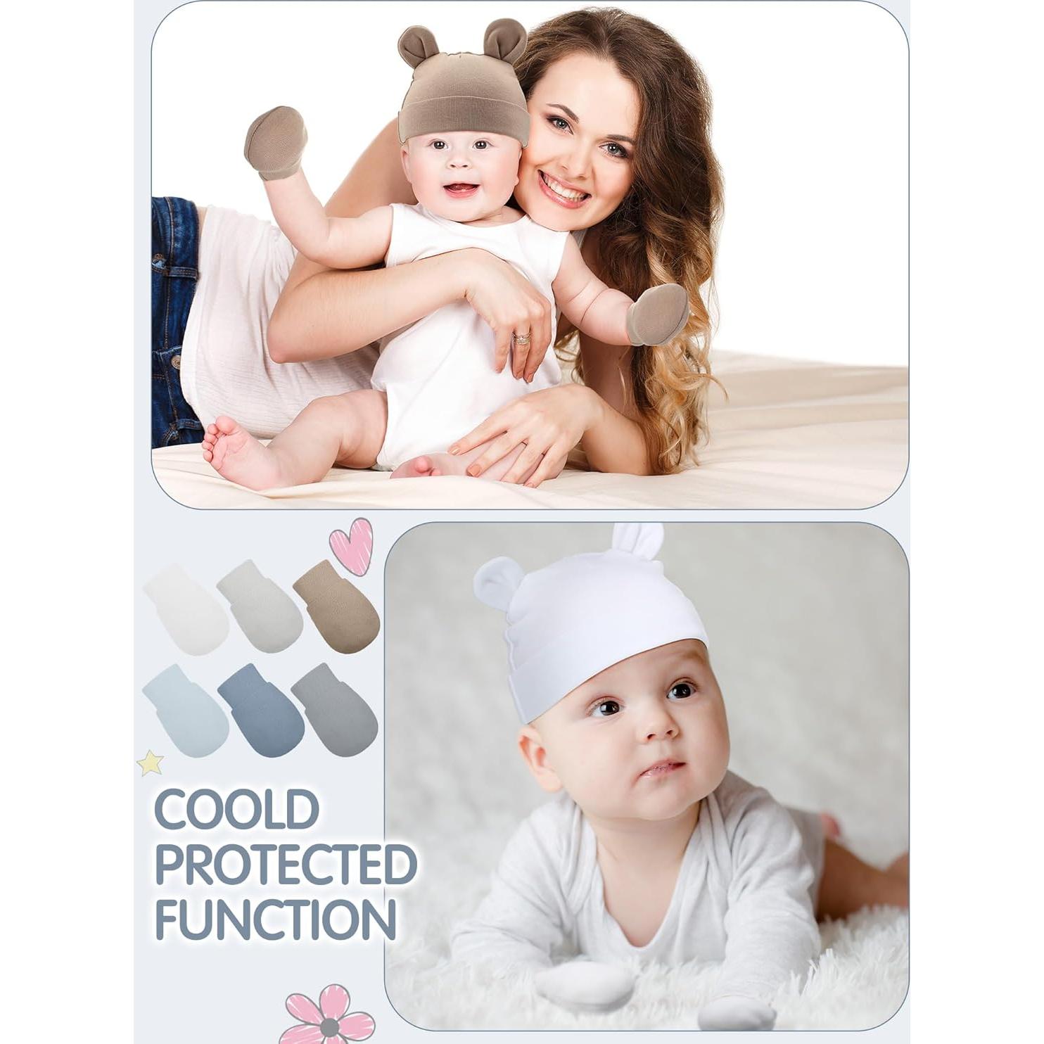 Conjunto de Gorros y Manoplas Geyoga para Bebés 0-12 Meses