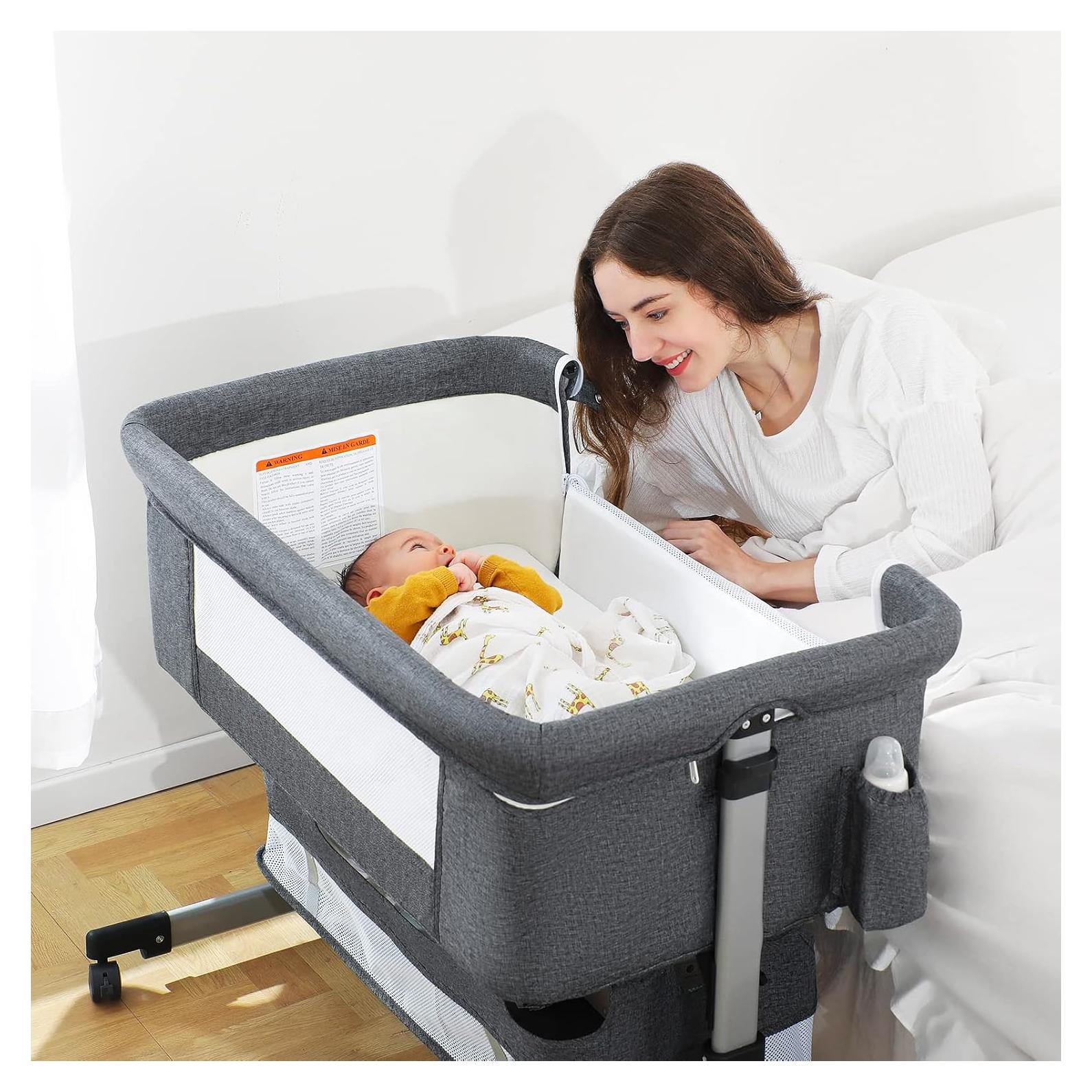 Cuna Lateral para Bebés Ihoming Ajustable 74.9-90.2 cm Gris