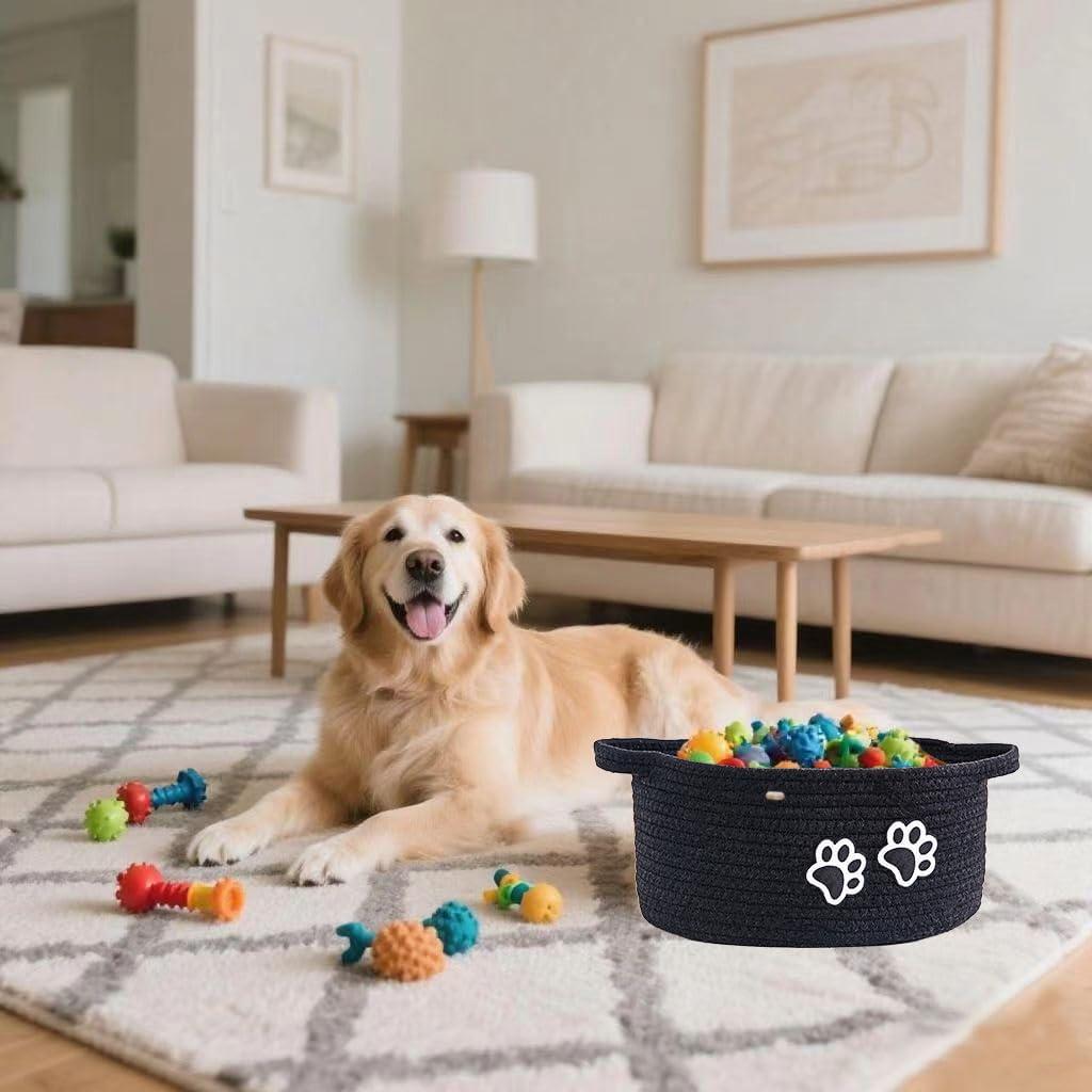 Cesto Organizador de Cuerda de Algodón Hanshu con Huella 30x20 cm