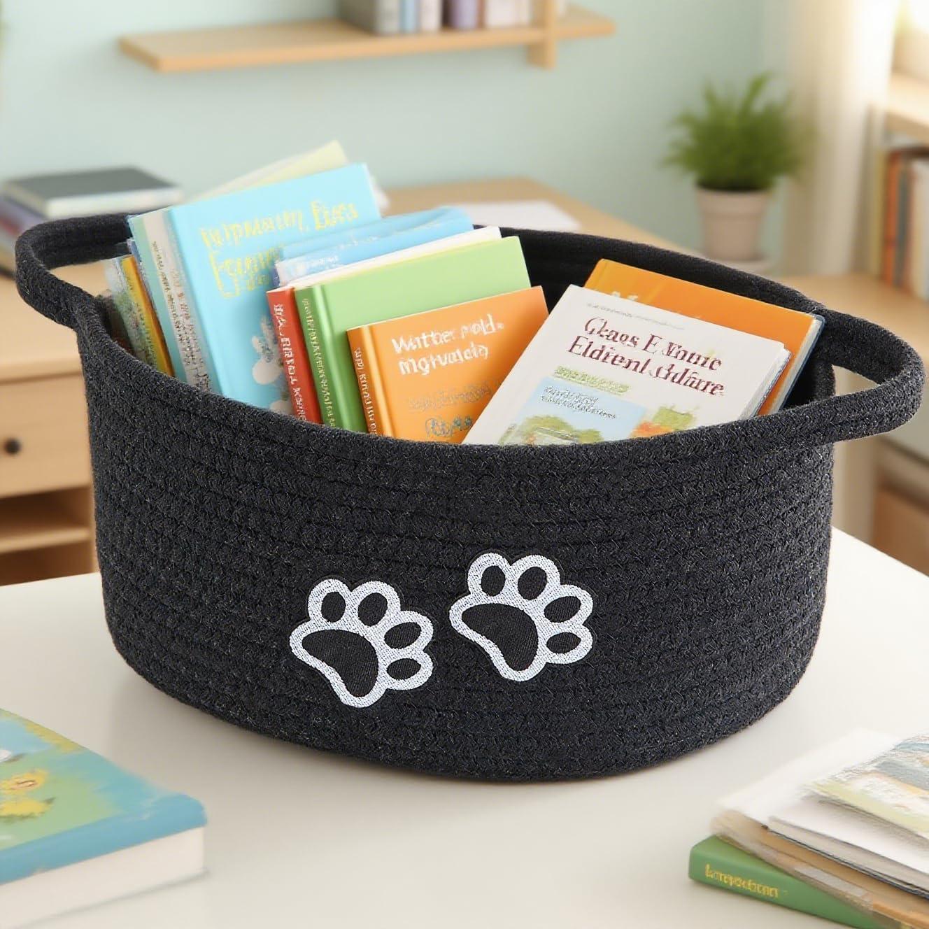 Cesto Organizador de Cuerda de Algodón Hanshu con Huella 30x20 cm