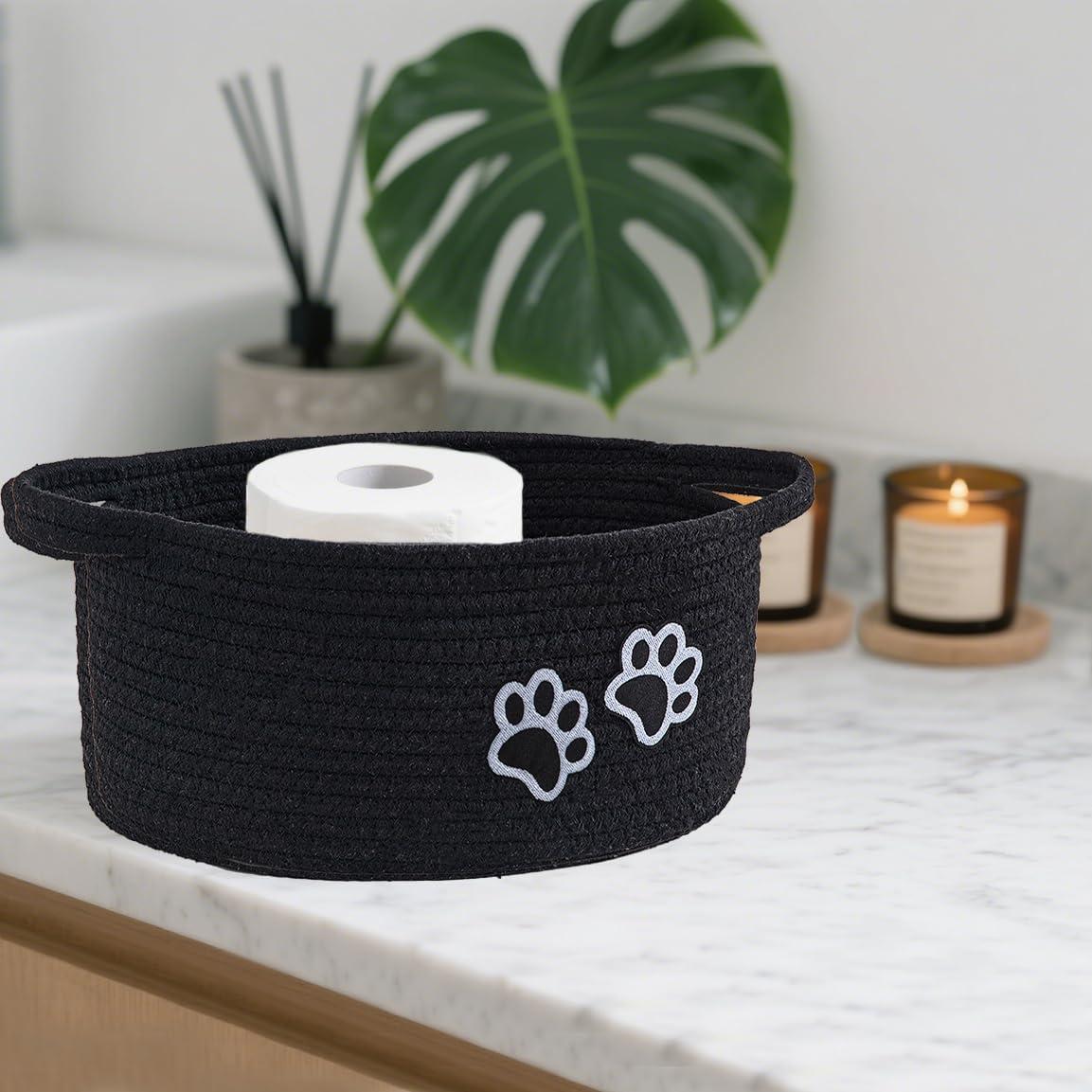 Cesto Organizador de Cuerda de Algodón Hanshu con Huella 30x20 cm