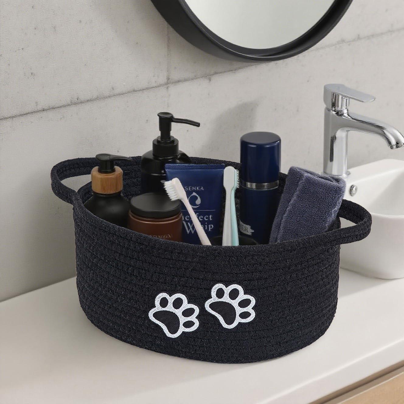 Cesto Organizador de Cuerda de Algodón Hanshu con Huella 30x20 cm