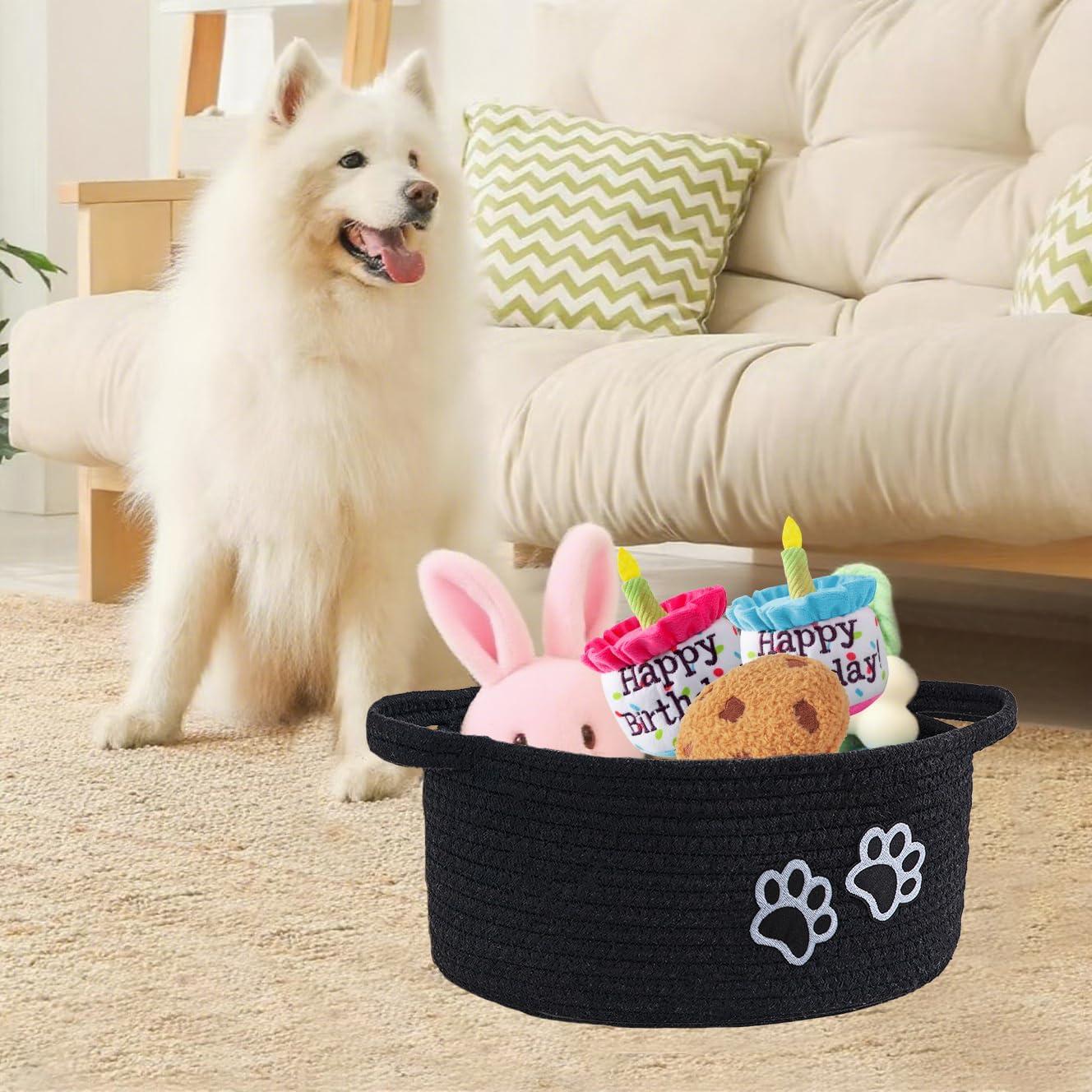 Cesto Organizador de Cuerda de Algodón Hanshu con Huella 30x20 cm