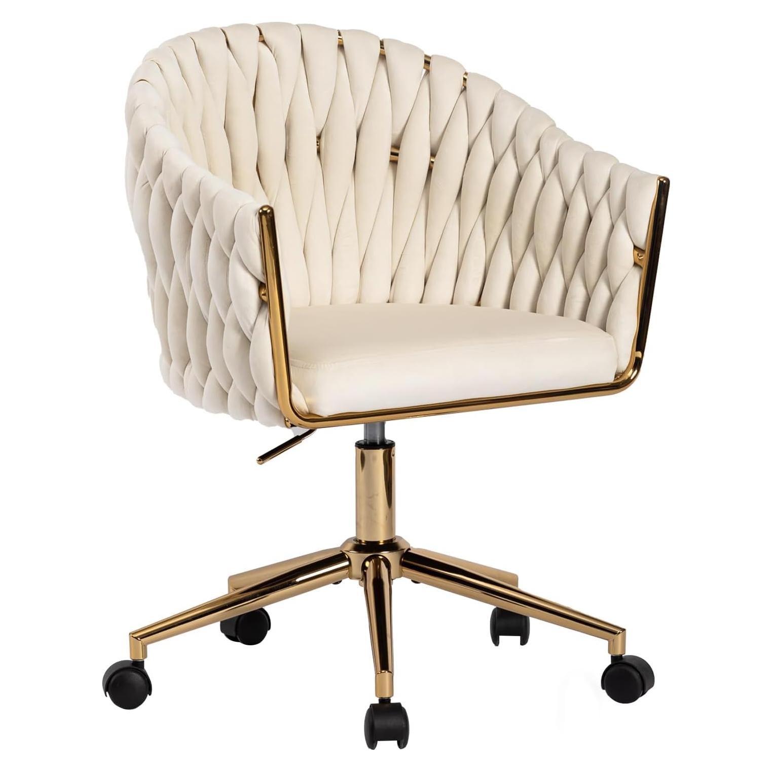 Silla de Oficina Comermax de Terciopelo Beige Ajustable